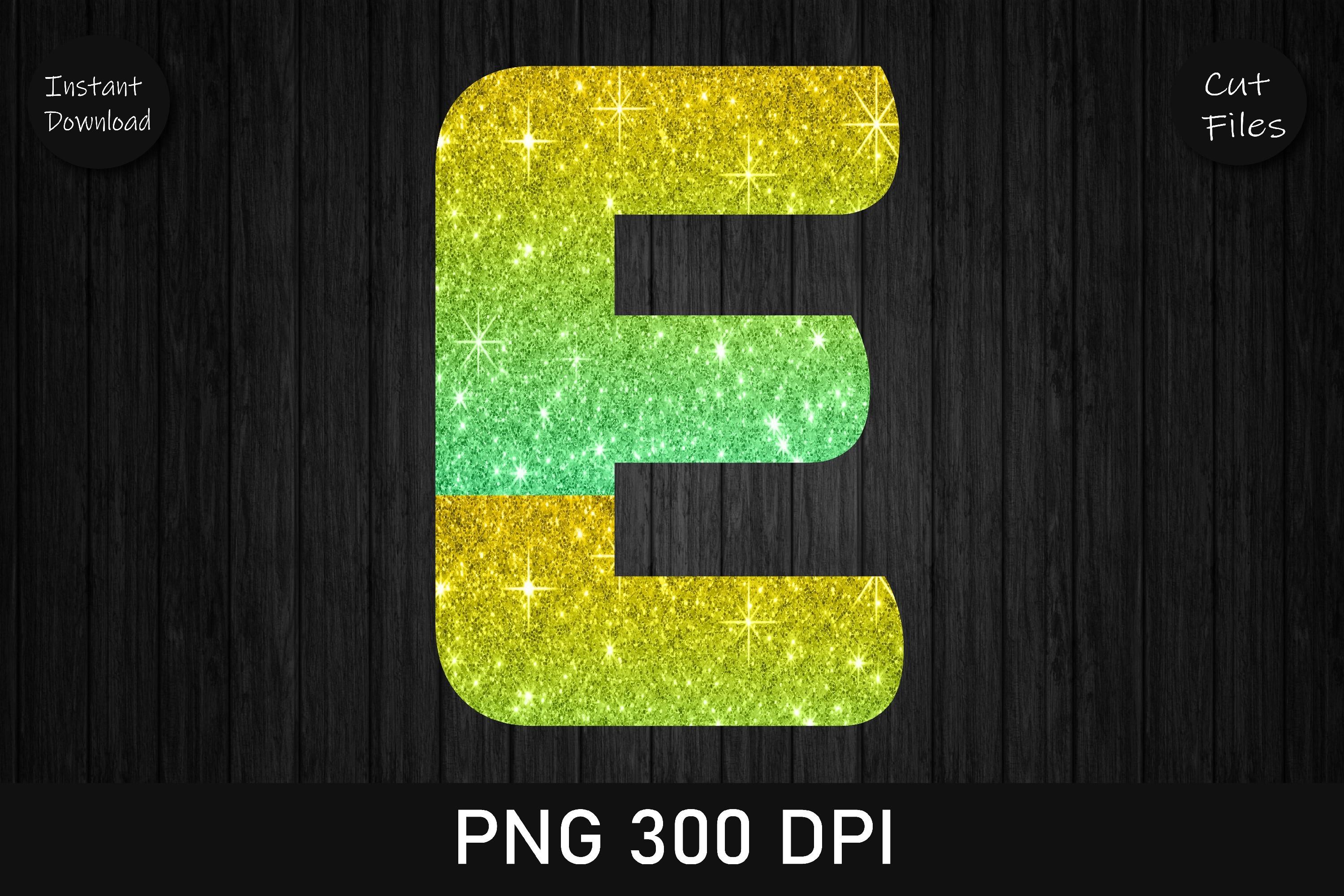 Gold and Green Glitter Leopard Letter E