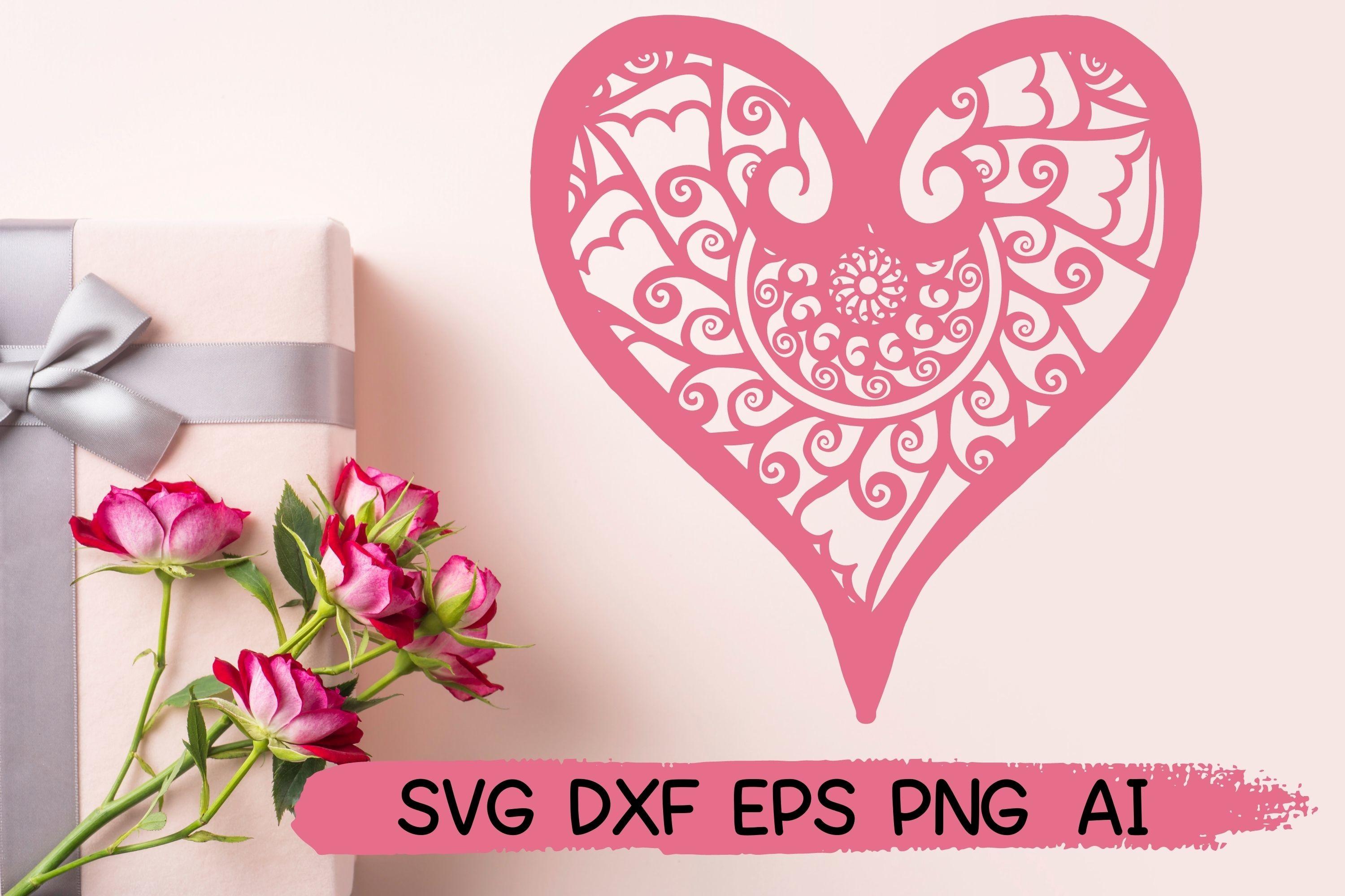 Valentines Day Heart Mandala V12