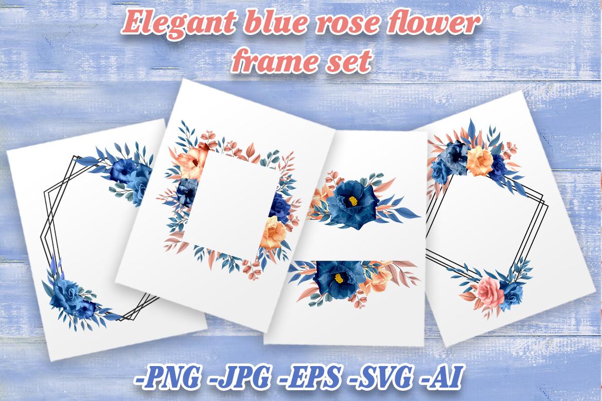 Beautiful Frame with Blue Rose Set