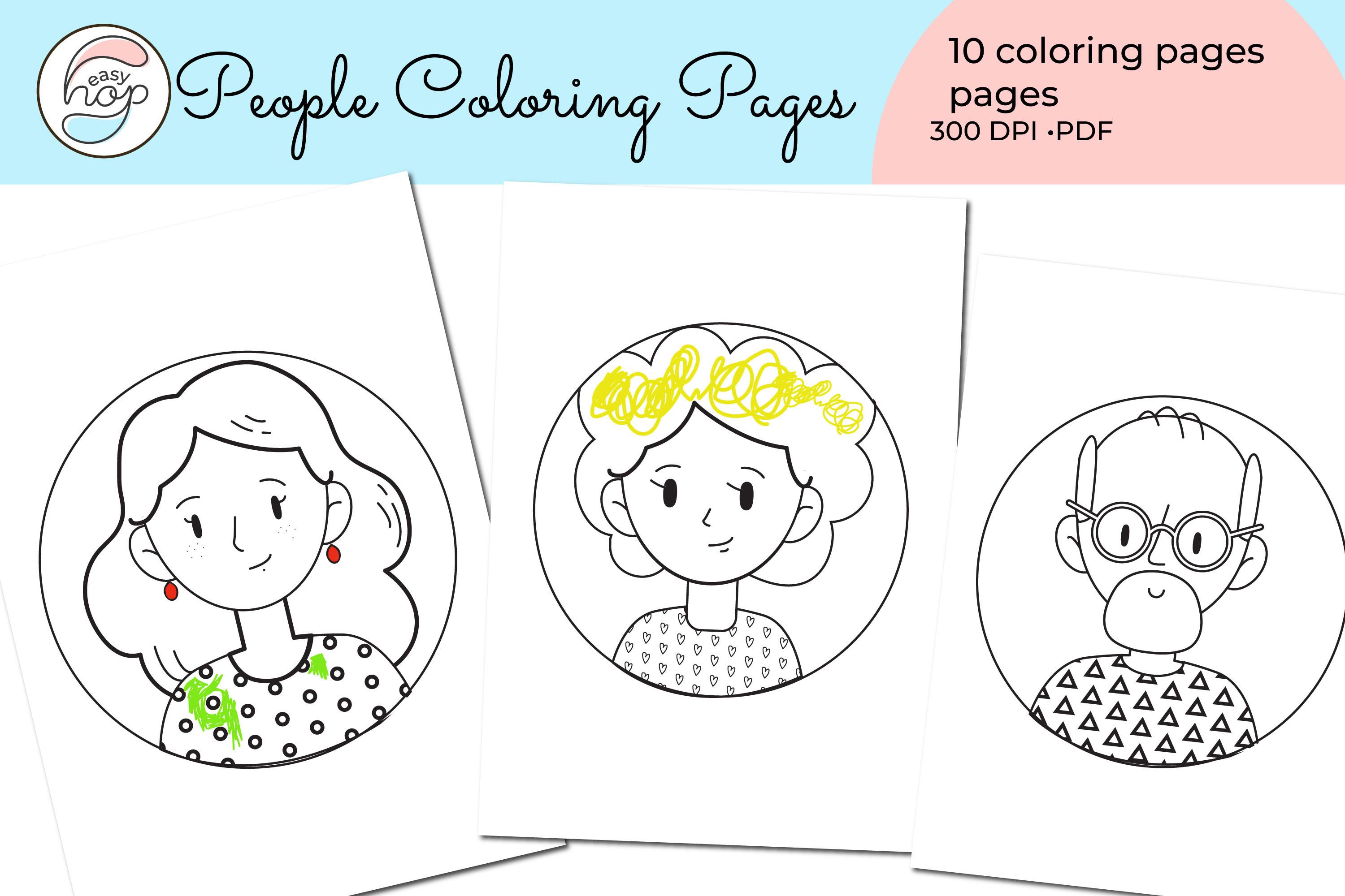 Faces 10 Coloring Pages Set