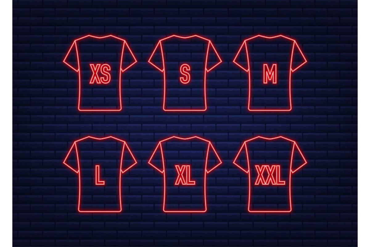 Size Clothes Tag Set in Neon Style on