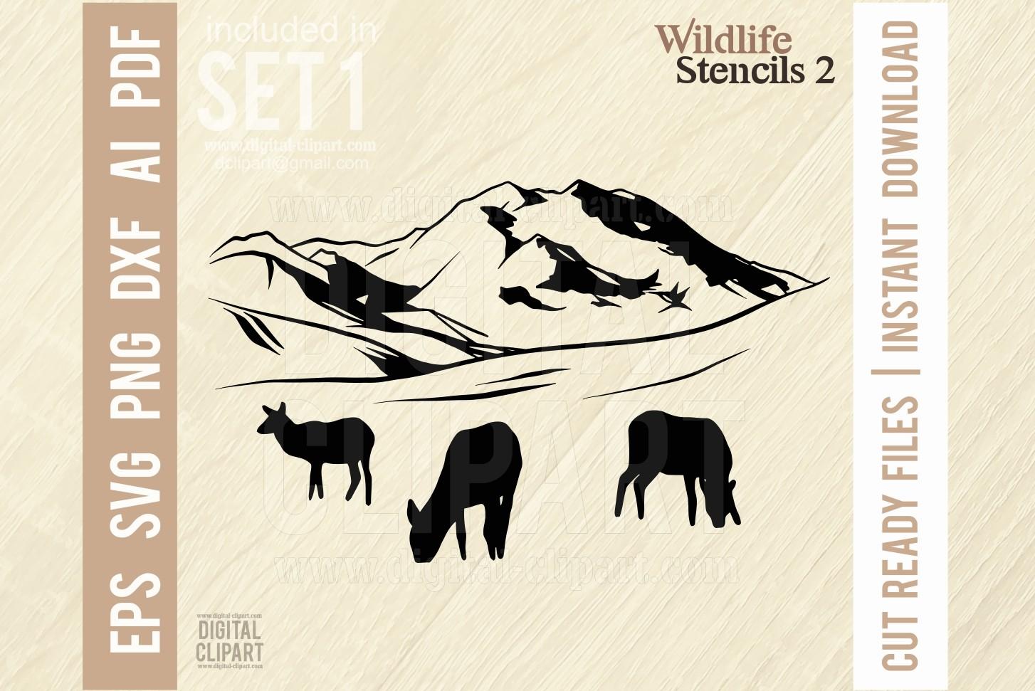 Deers - Wildlife Stencil - Cut SVG