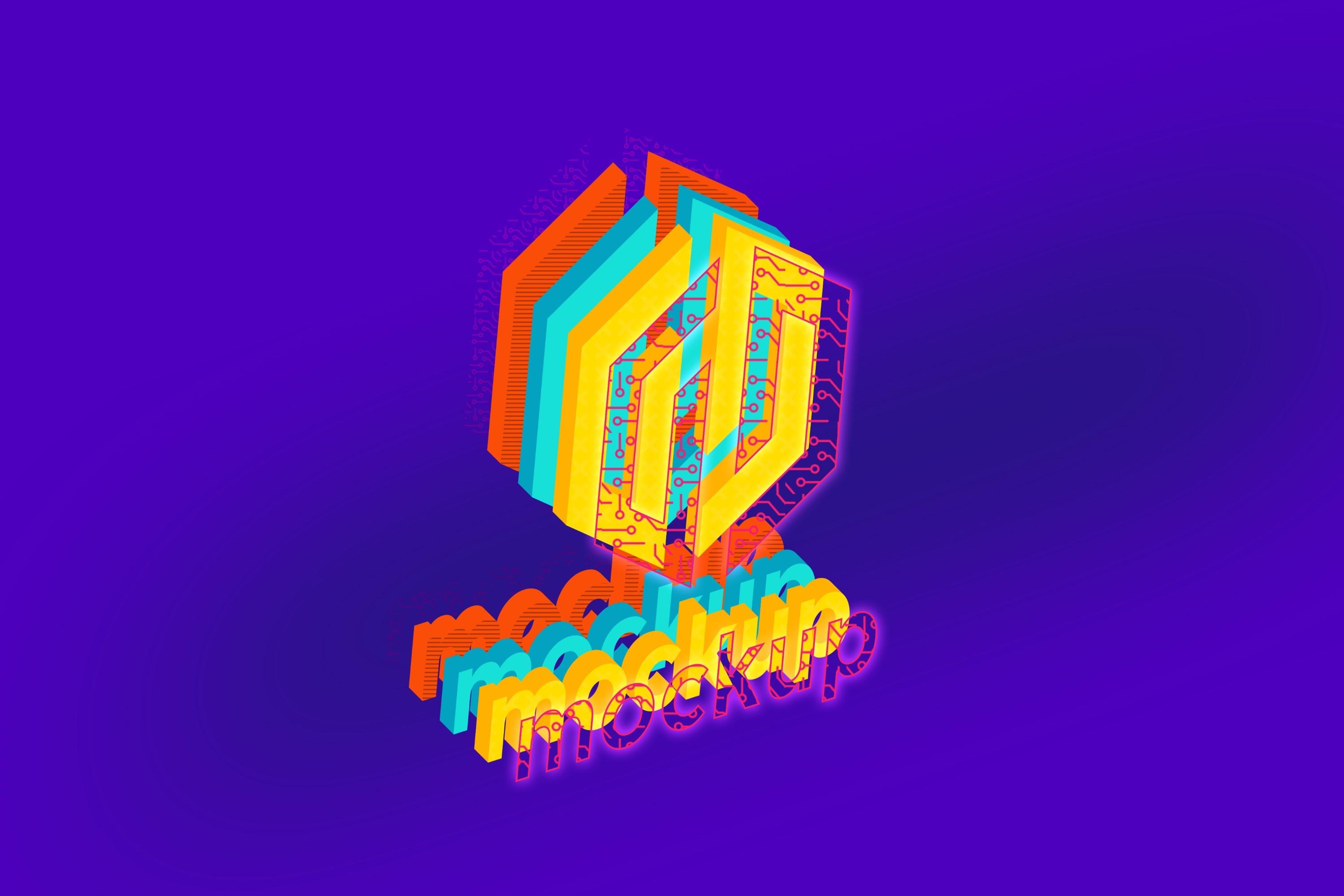 Tech Logo Mockup with Realistic Shadow