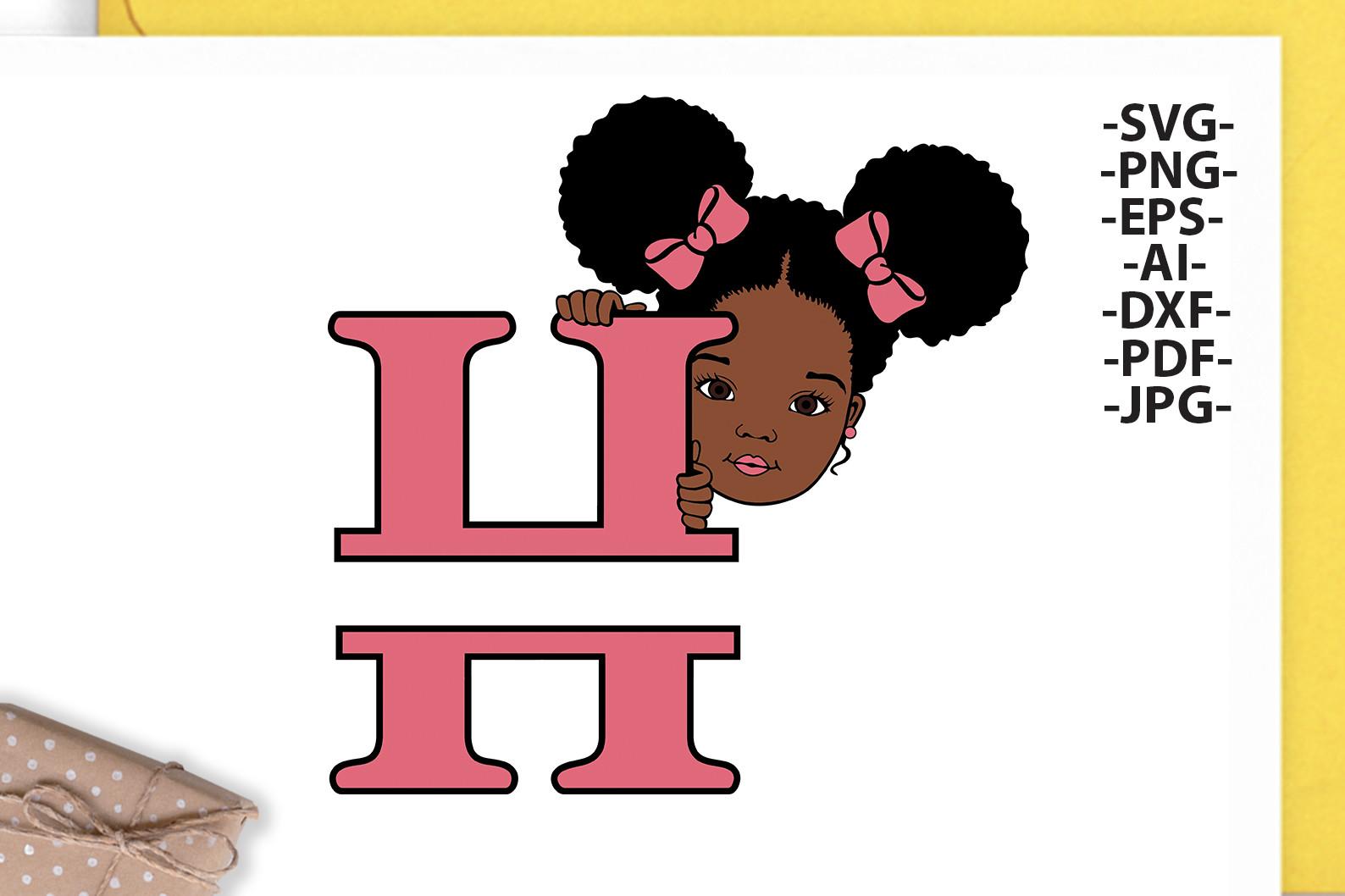 Afro Girl Svg Letter H,Alphabet Name Svg