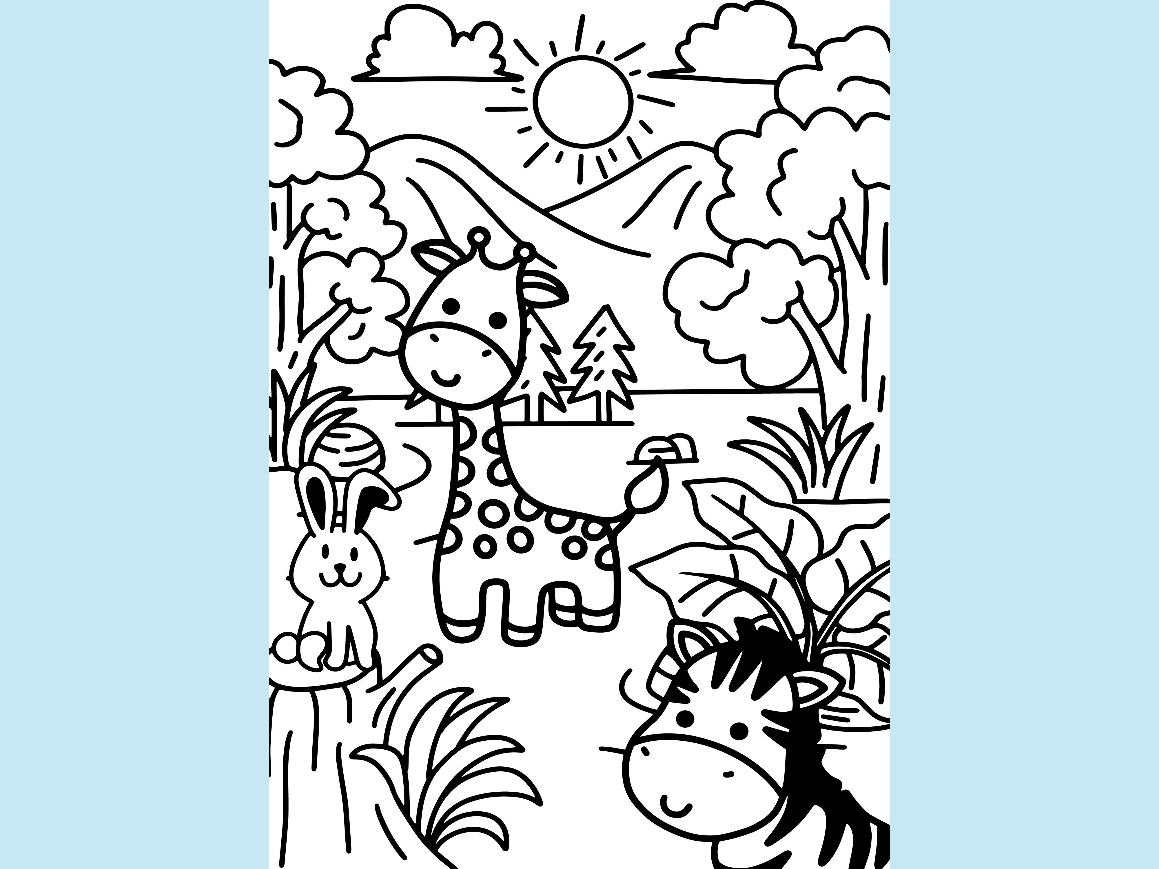 Cute Animal Coloring Line Art