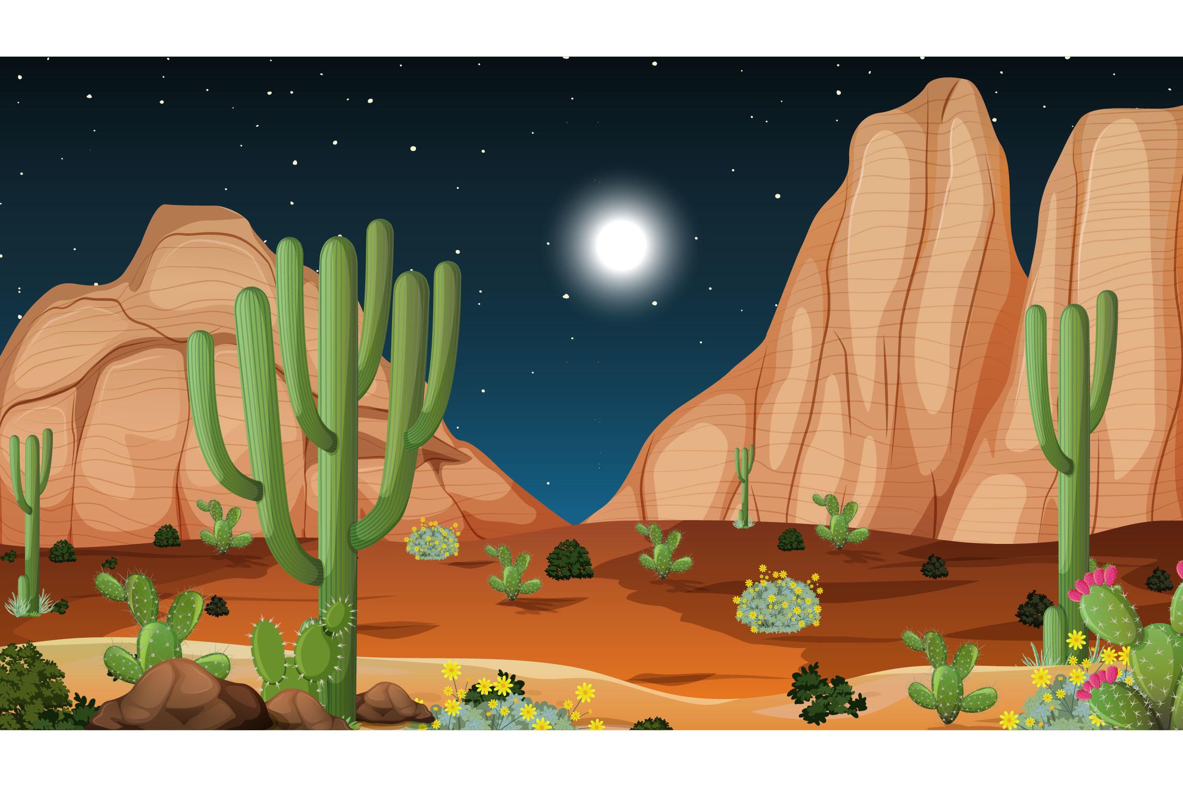 Desert-forest-landscape-night-scene