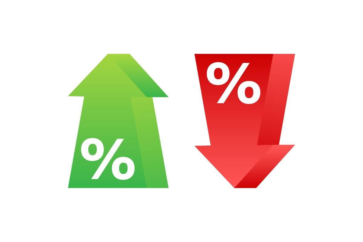 Percentage with Arrow Up and Down. Banki