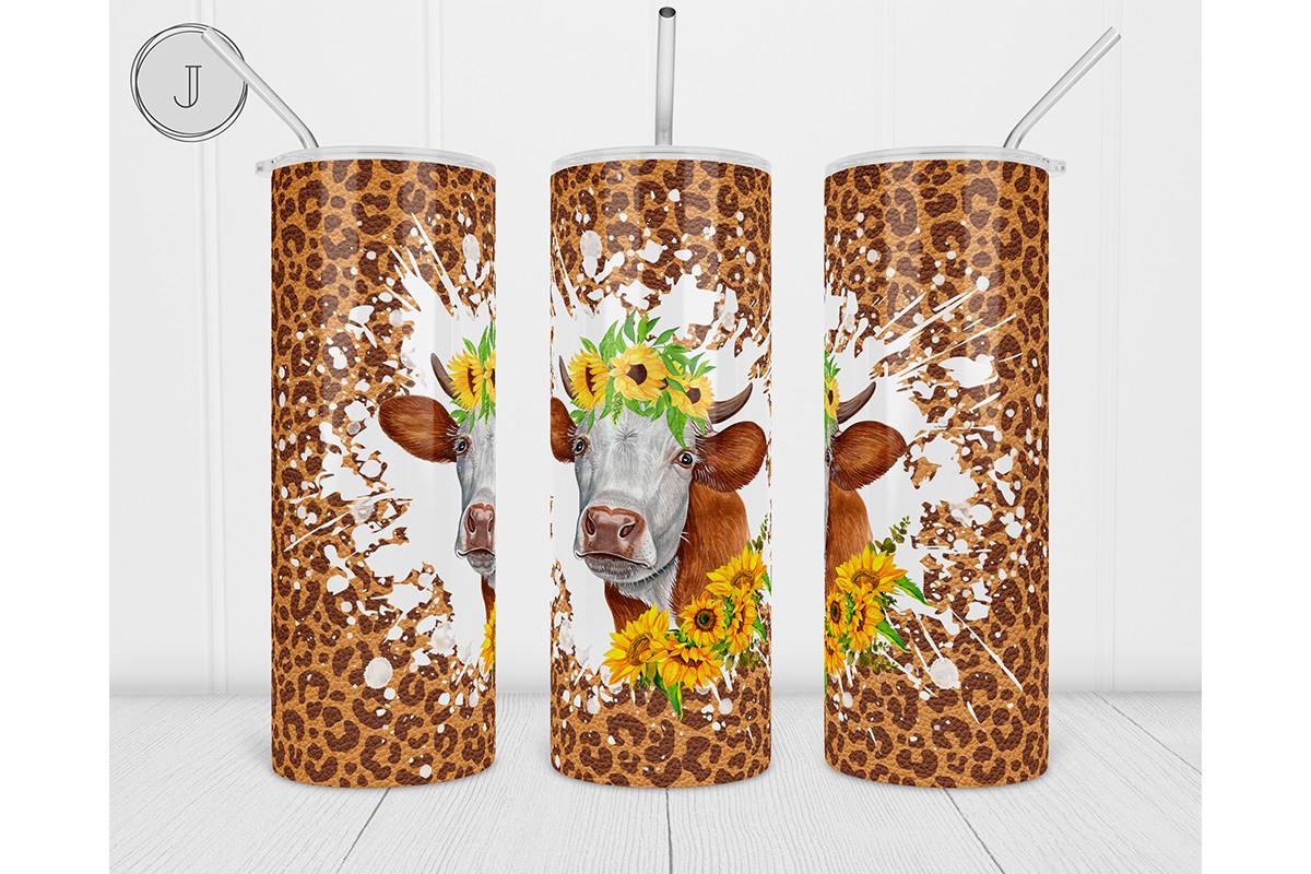 20oz Cow Sunflower Tumbler Sublimation