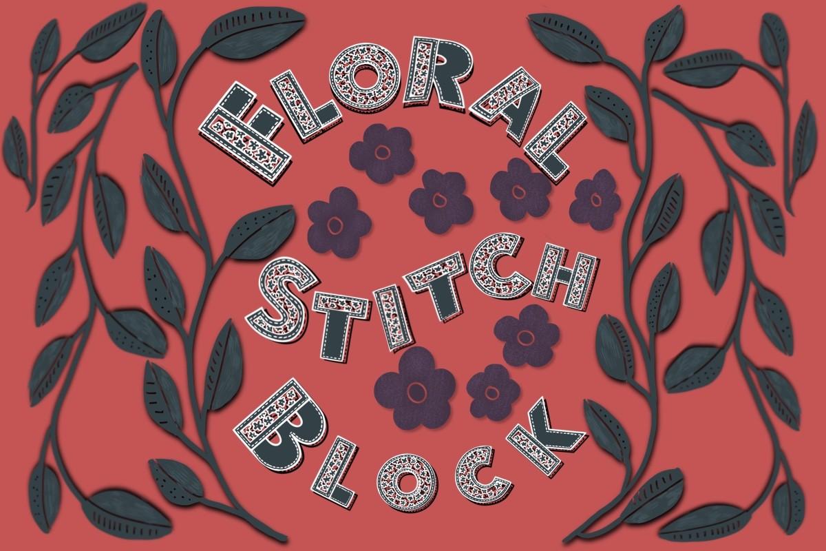 Floral Stitch Block Font