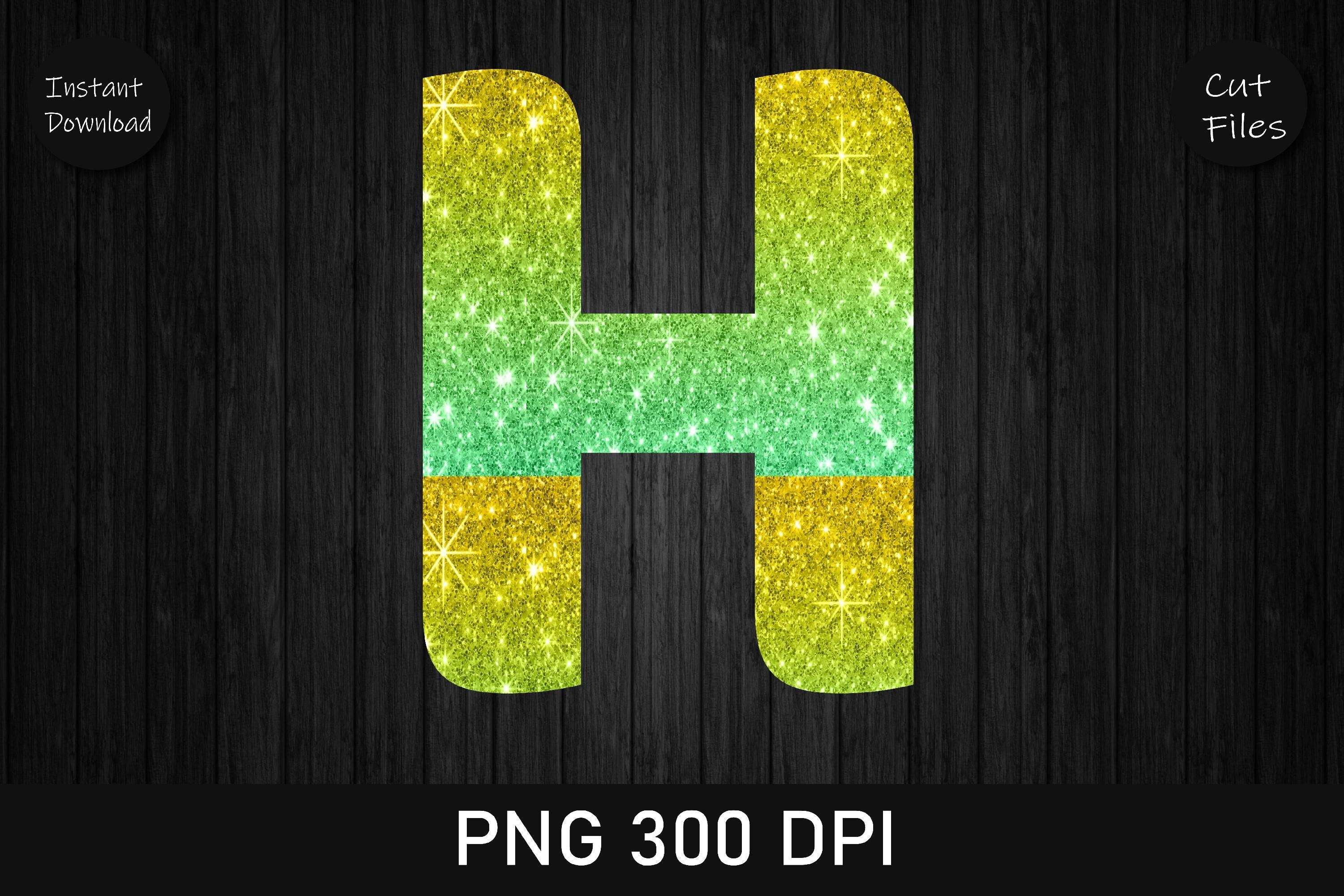Gold and Green Glitter Leopard Letter H