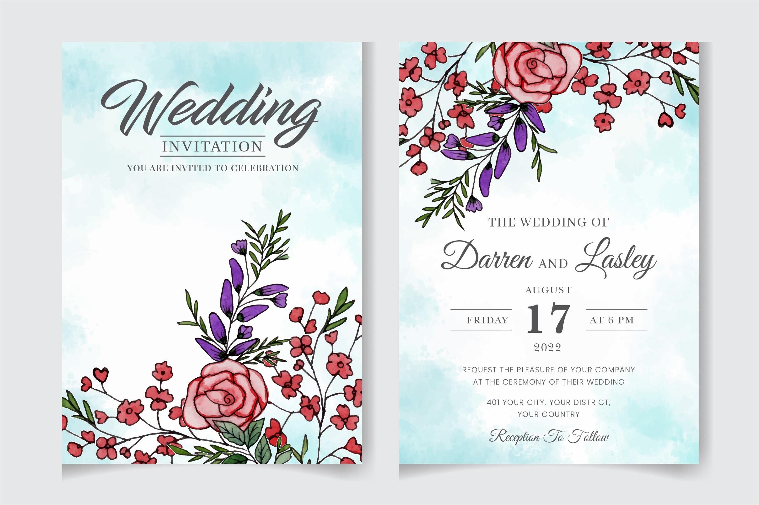 Watercolor Invitation Card Template 06
