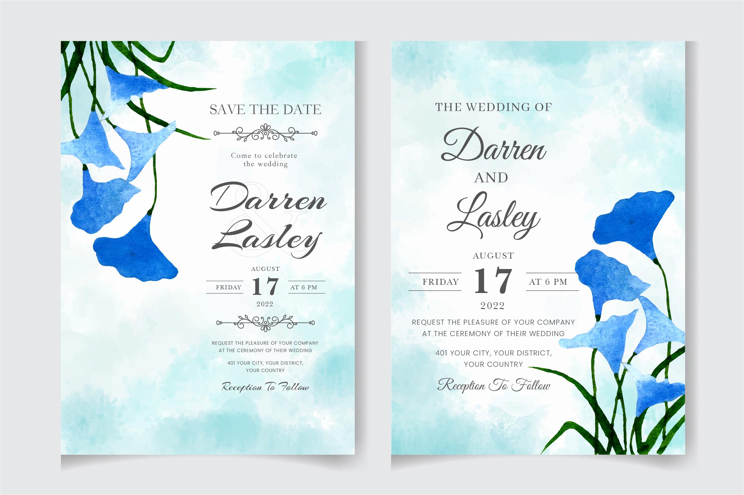 Watercolor Invitation Card Template 09