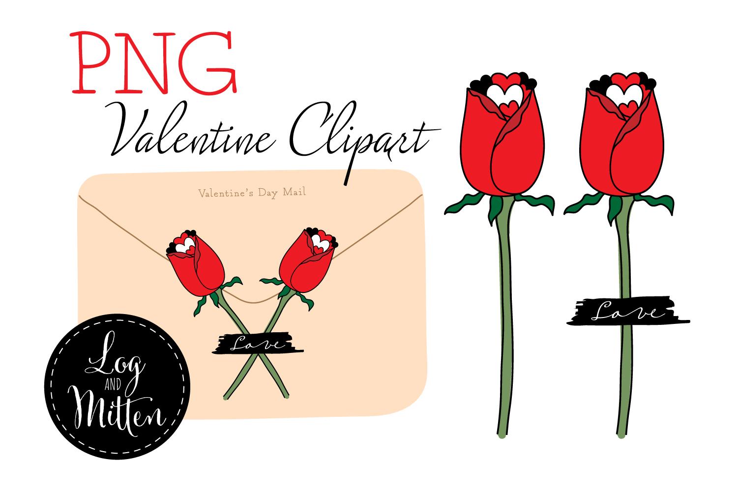 Valentine Red Rose Clipart Set