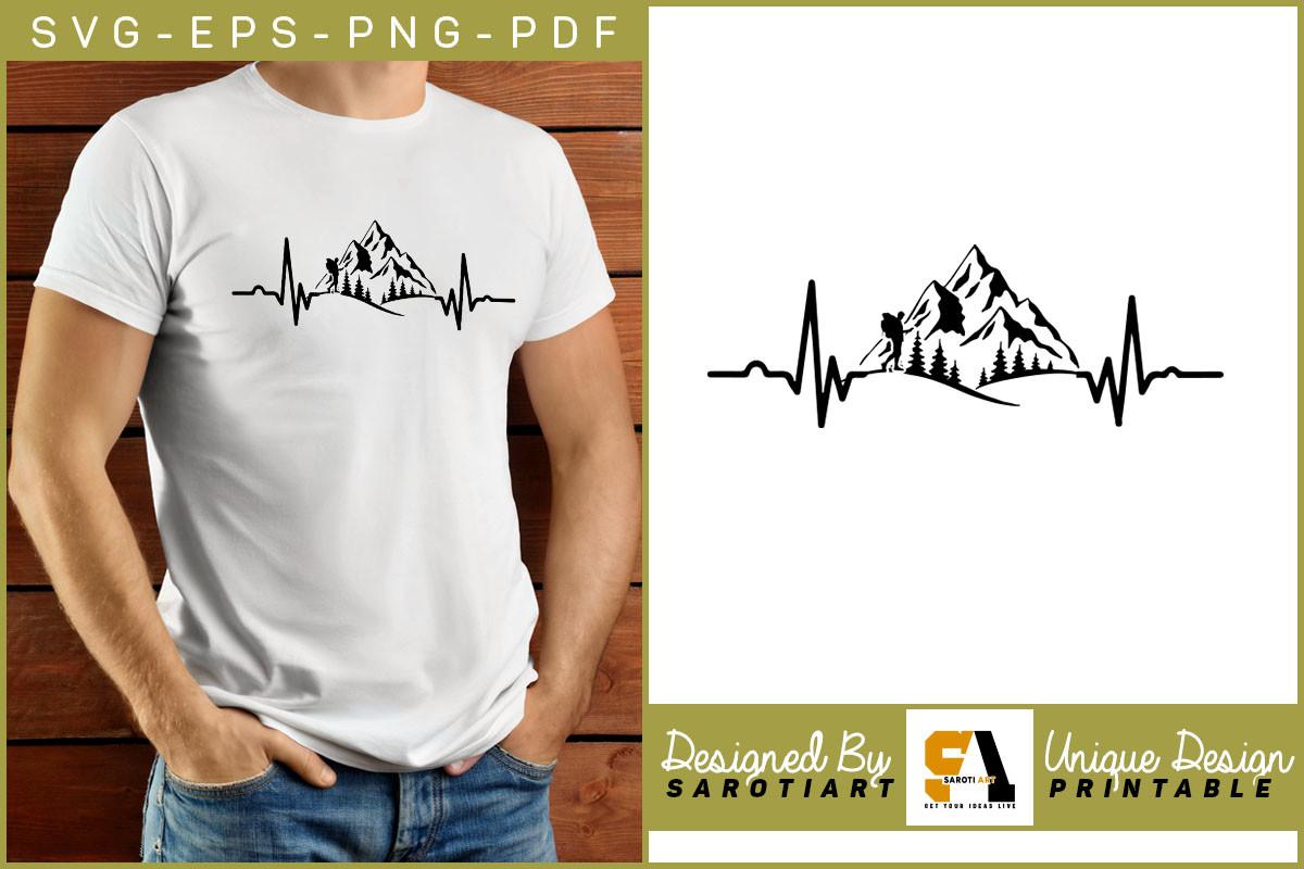 Hiking Heartbeat Vector T-shirt Cricut