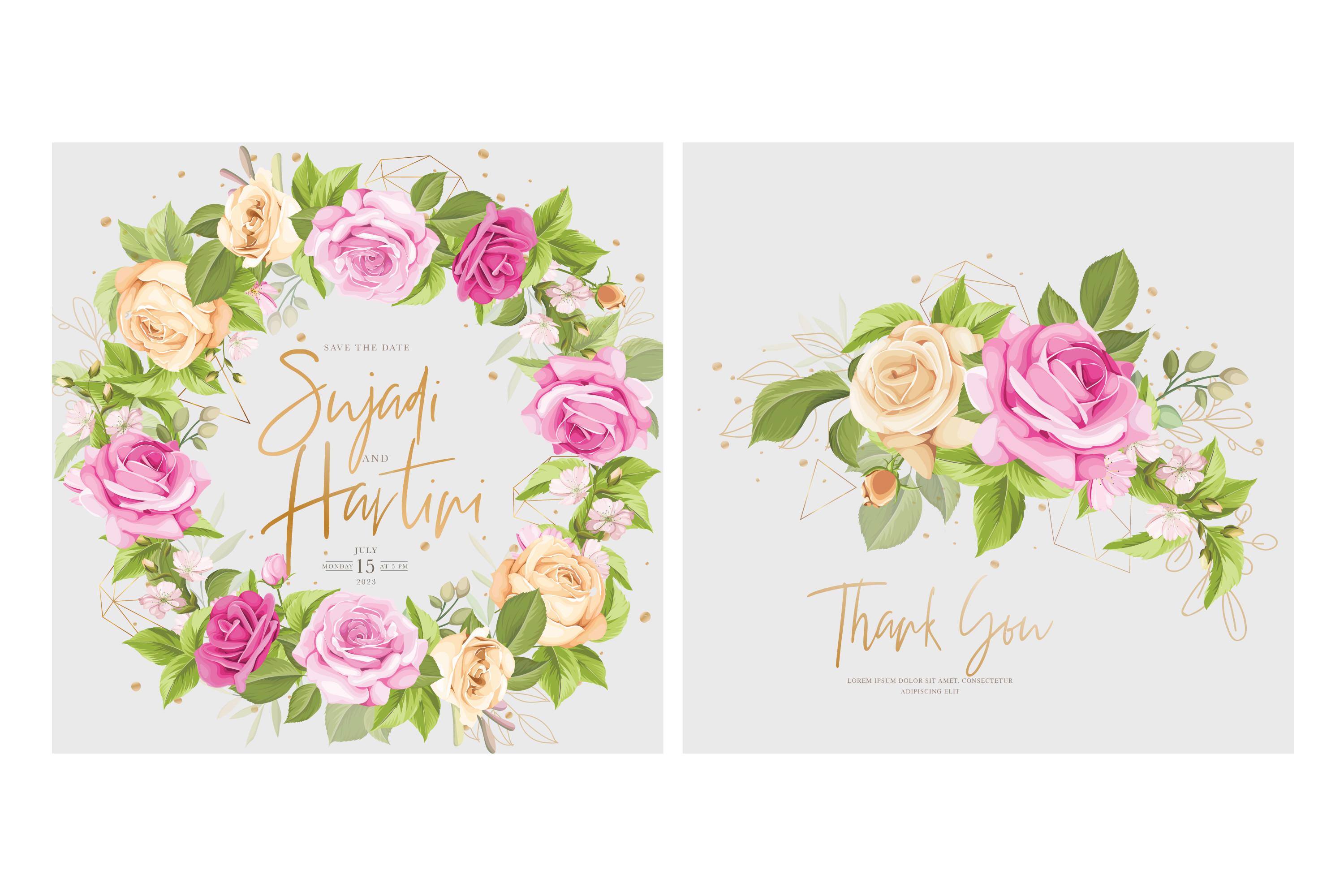 Hand Drawn Rose Wedding Card Set