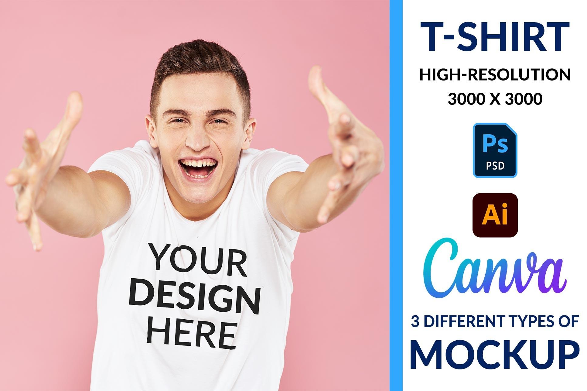 Funny White Male Mockup Model Tshirt