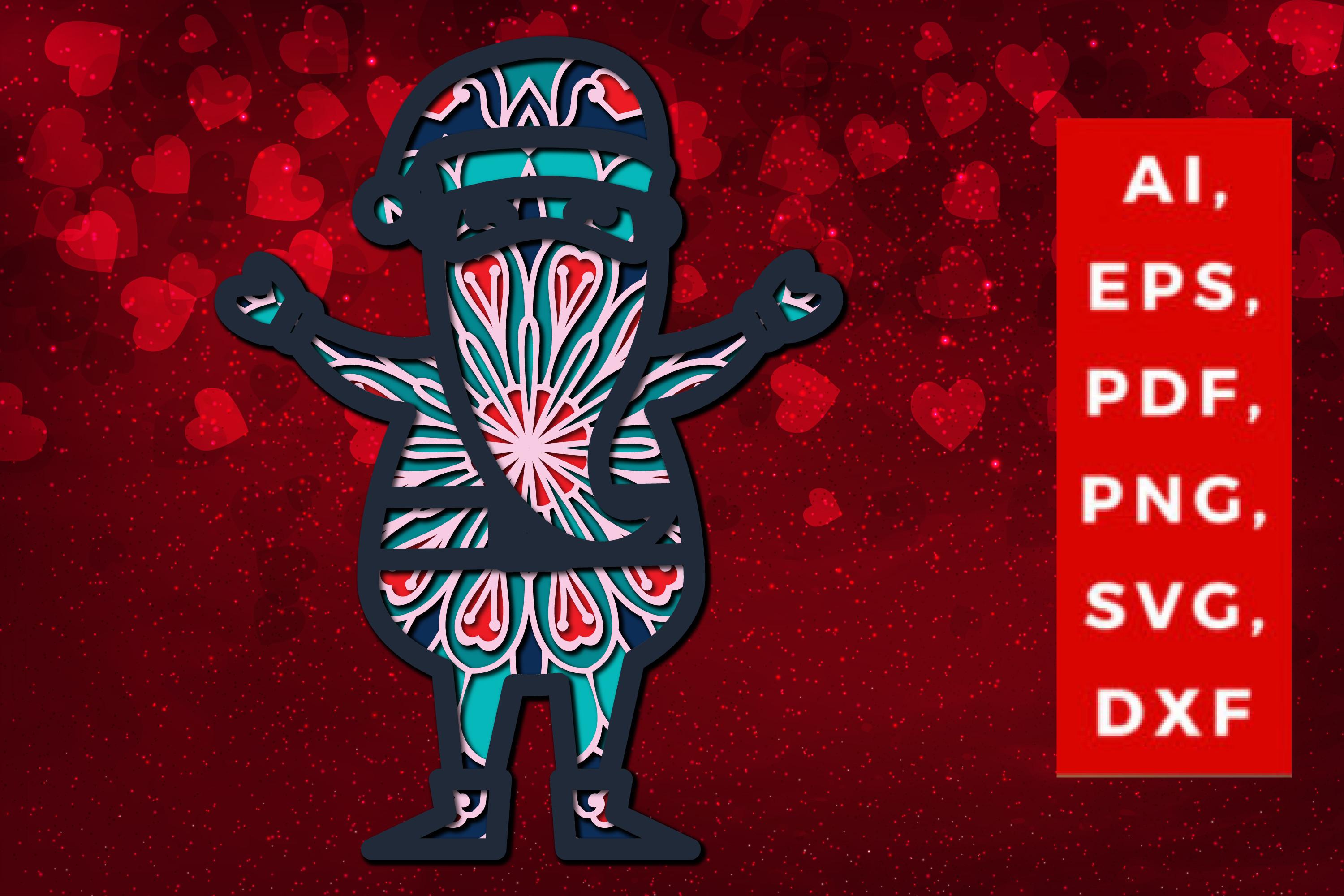 3D Santa Claus Valentine Multi-layer SVG