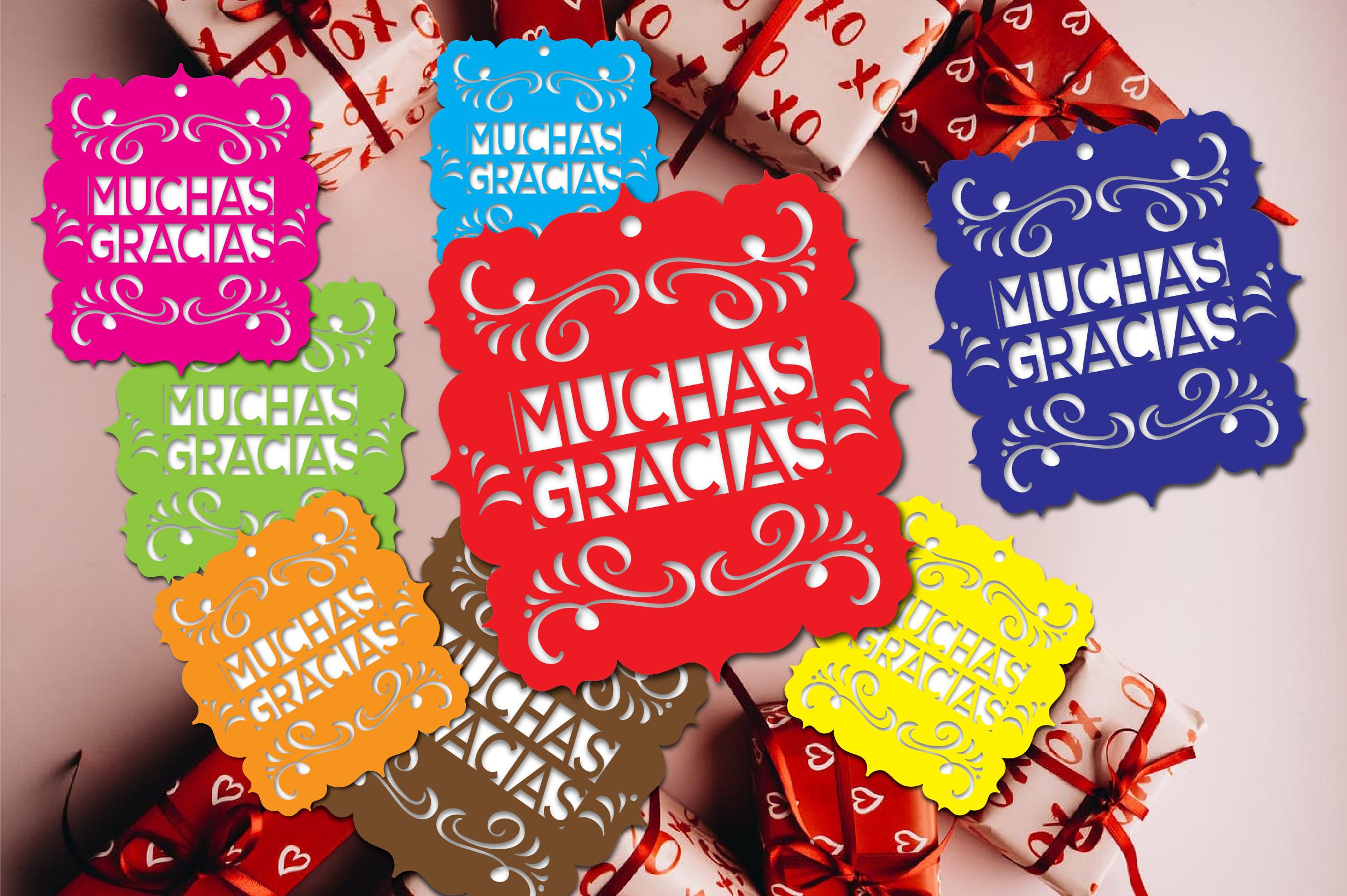 Muchas Gracias Party Mini Tags 3d Svg
