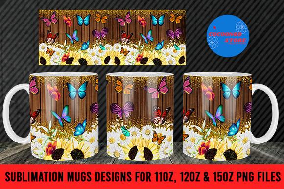 Butterfly Flower Wood Mug