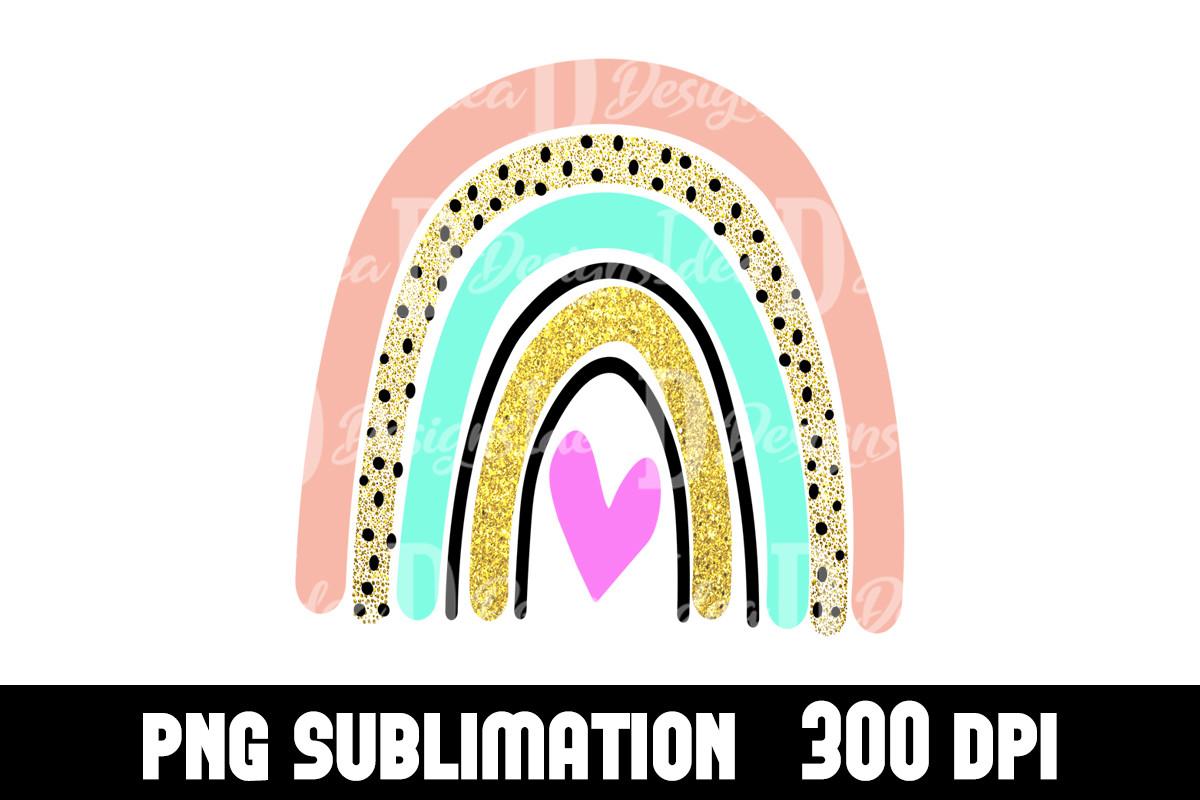 Rainbow Gold Glitter Sublimation Png