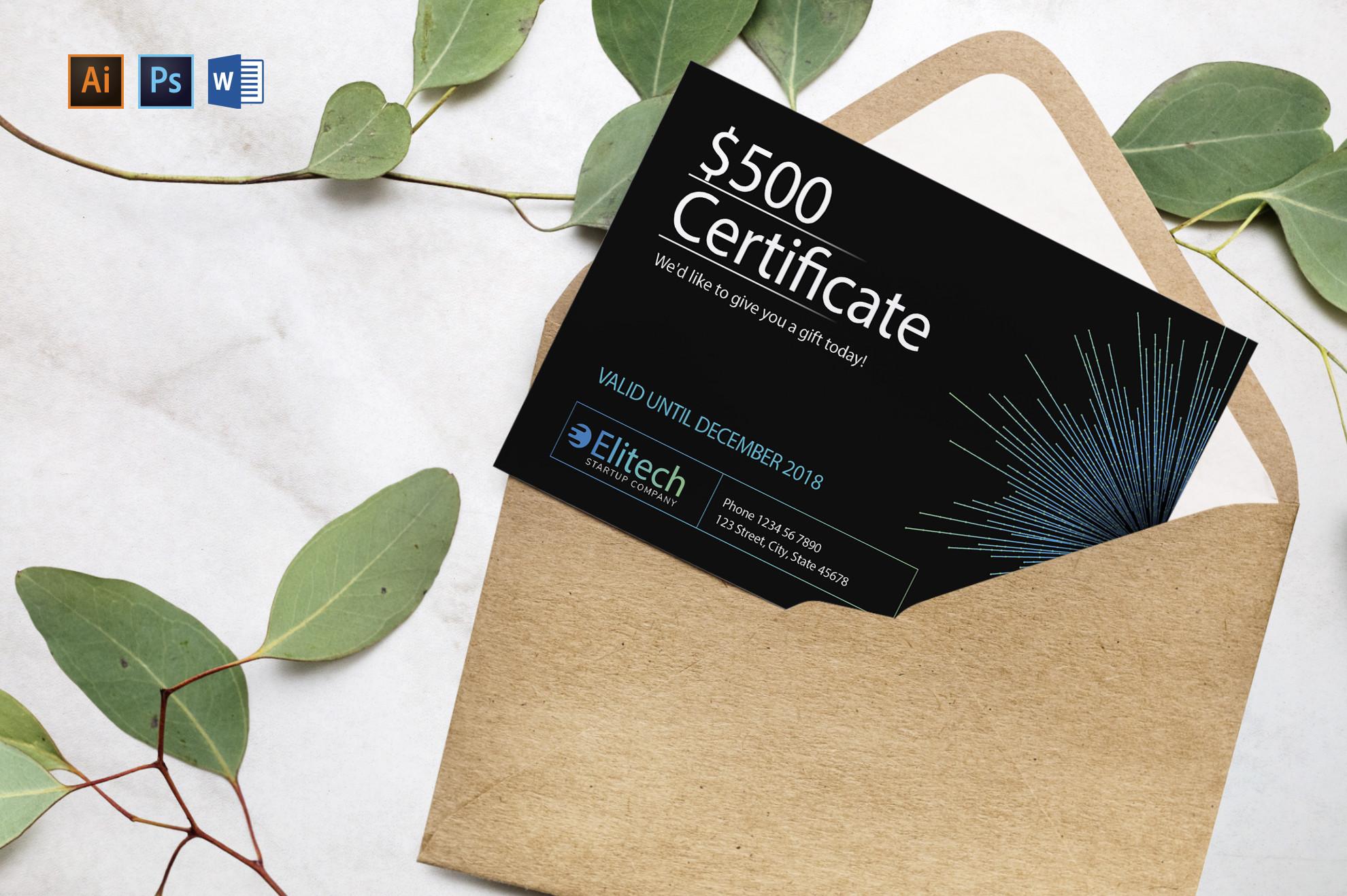 Tech Startup Gift Certificate
