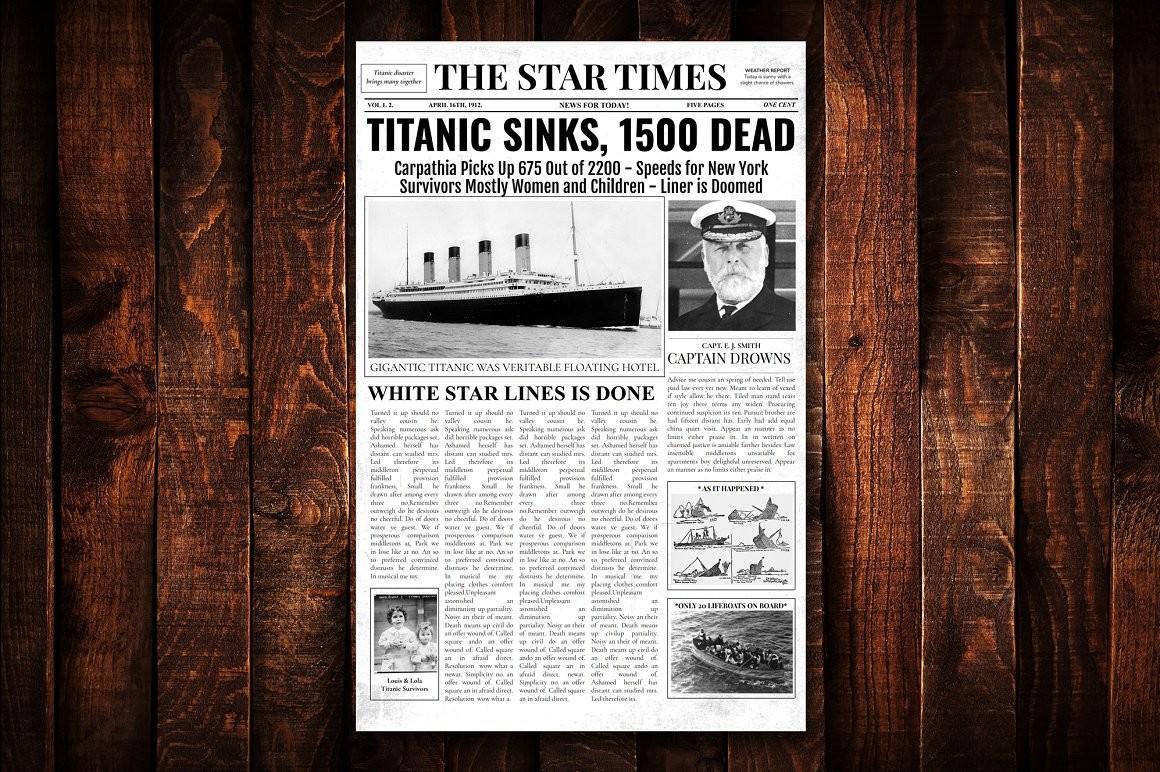 Vintage Titanic Newspaper Template