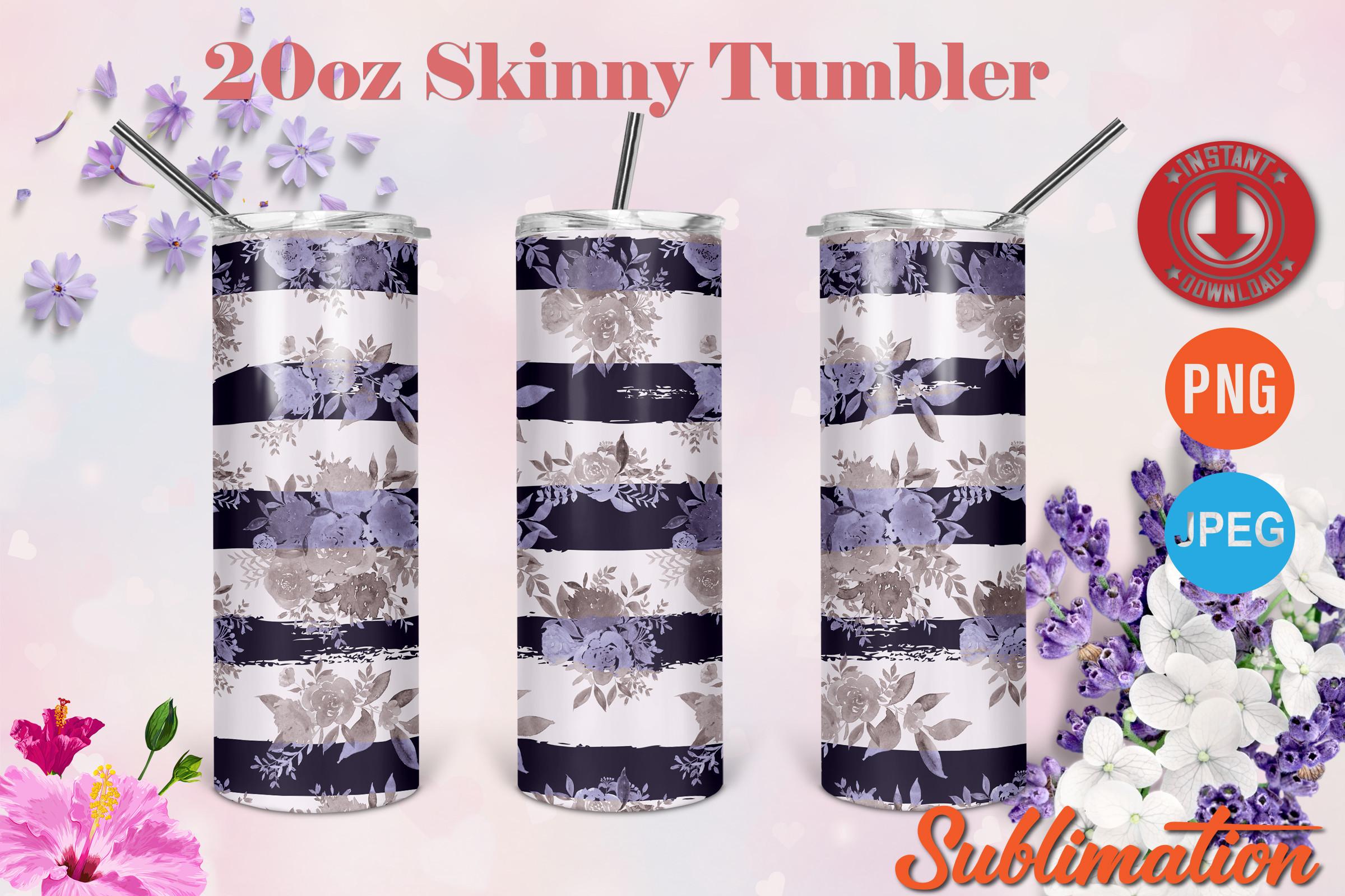 Flower Watercolor Skinny Tumbler 20oz