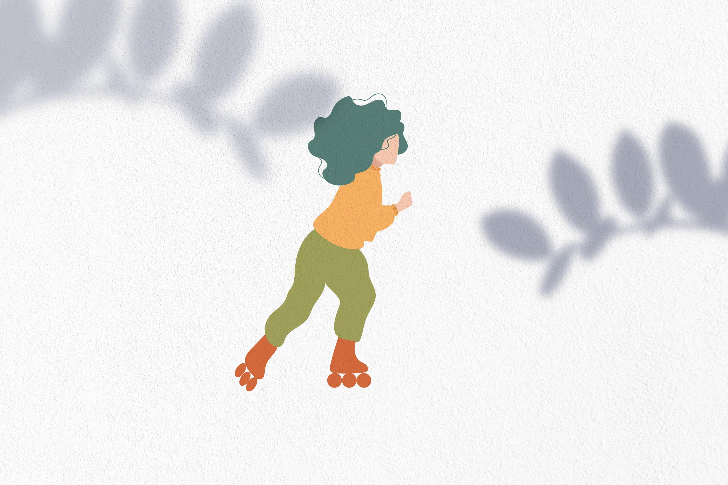 Woman Rollerblading