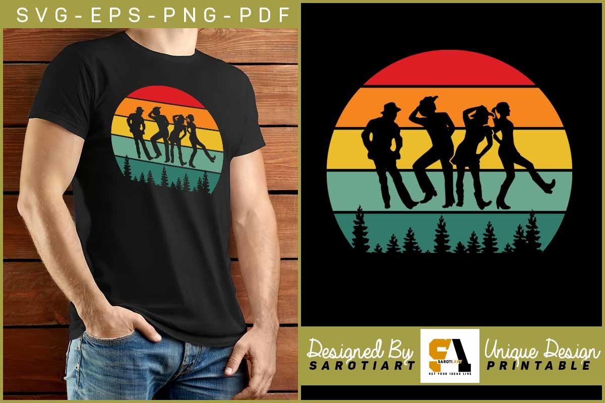 Line Dance Retro Vector T-shirt  Design