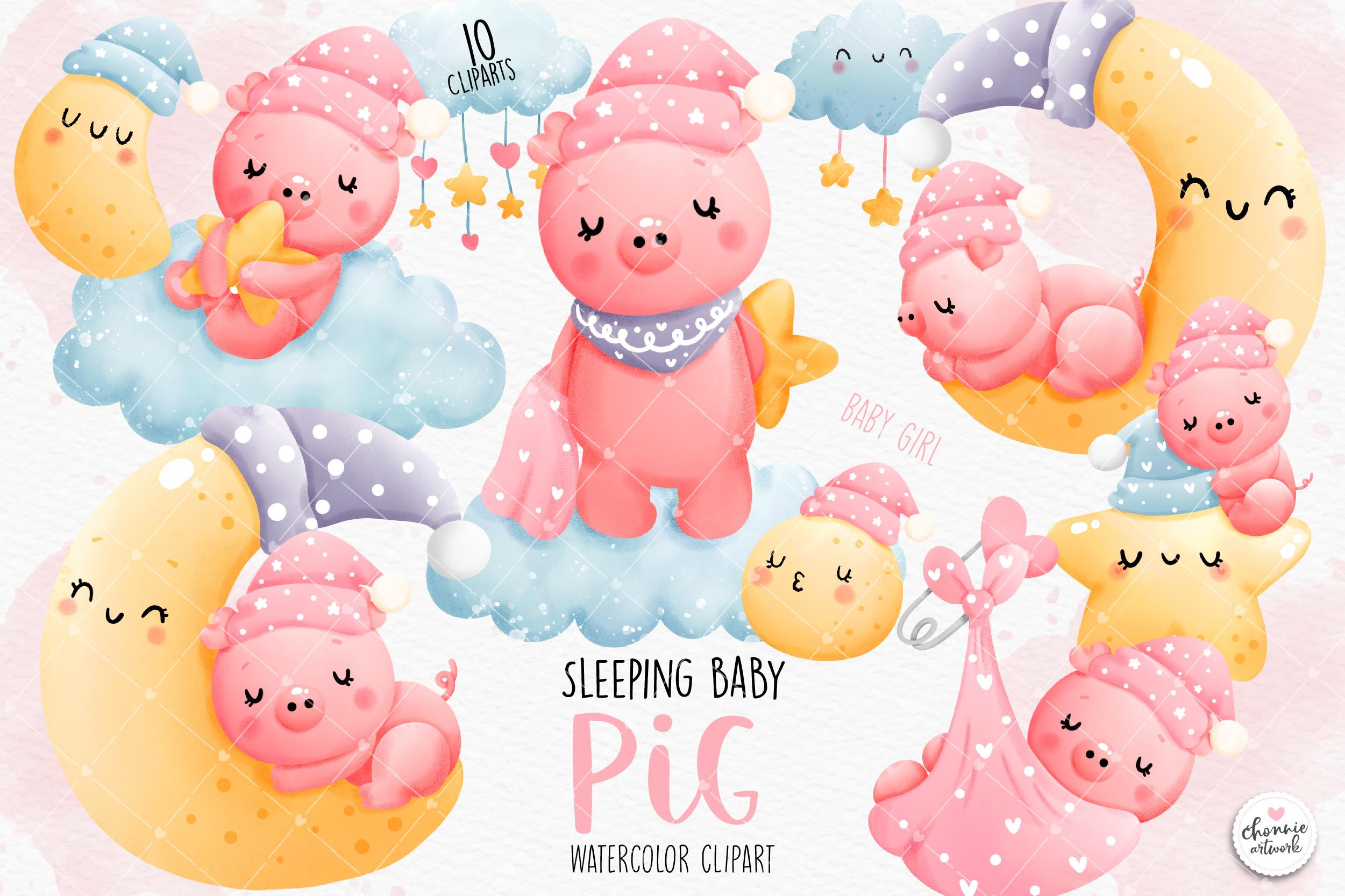 Sleeping Baby Pig Clipart, Baby Pig