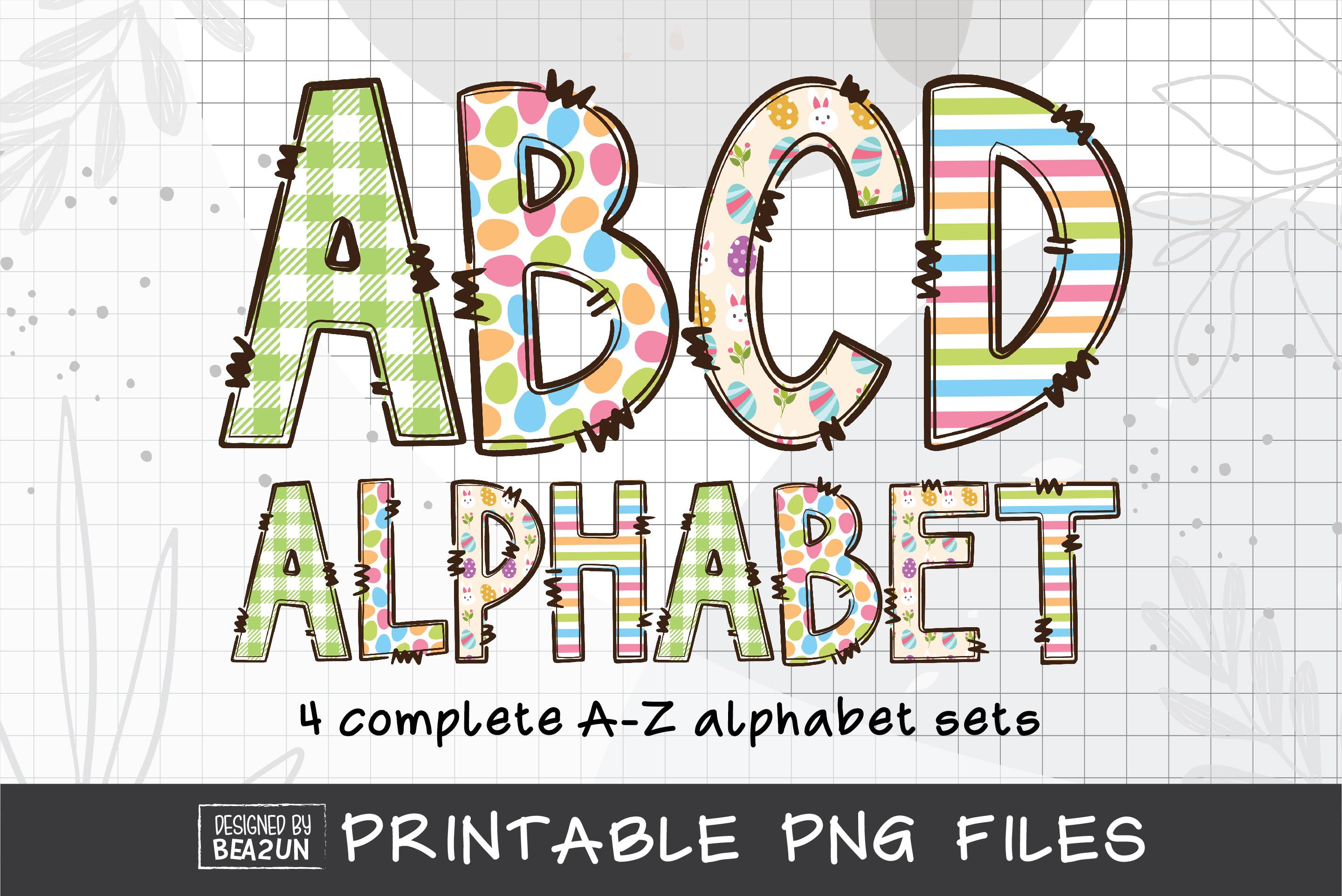 Easter Alphabet Doodle Sublimation