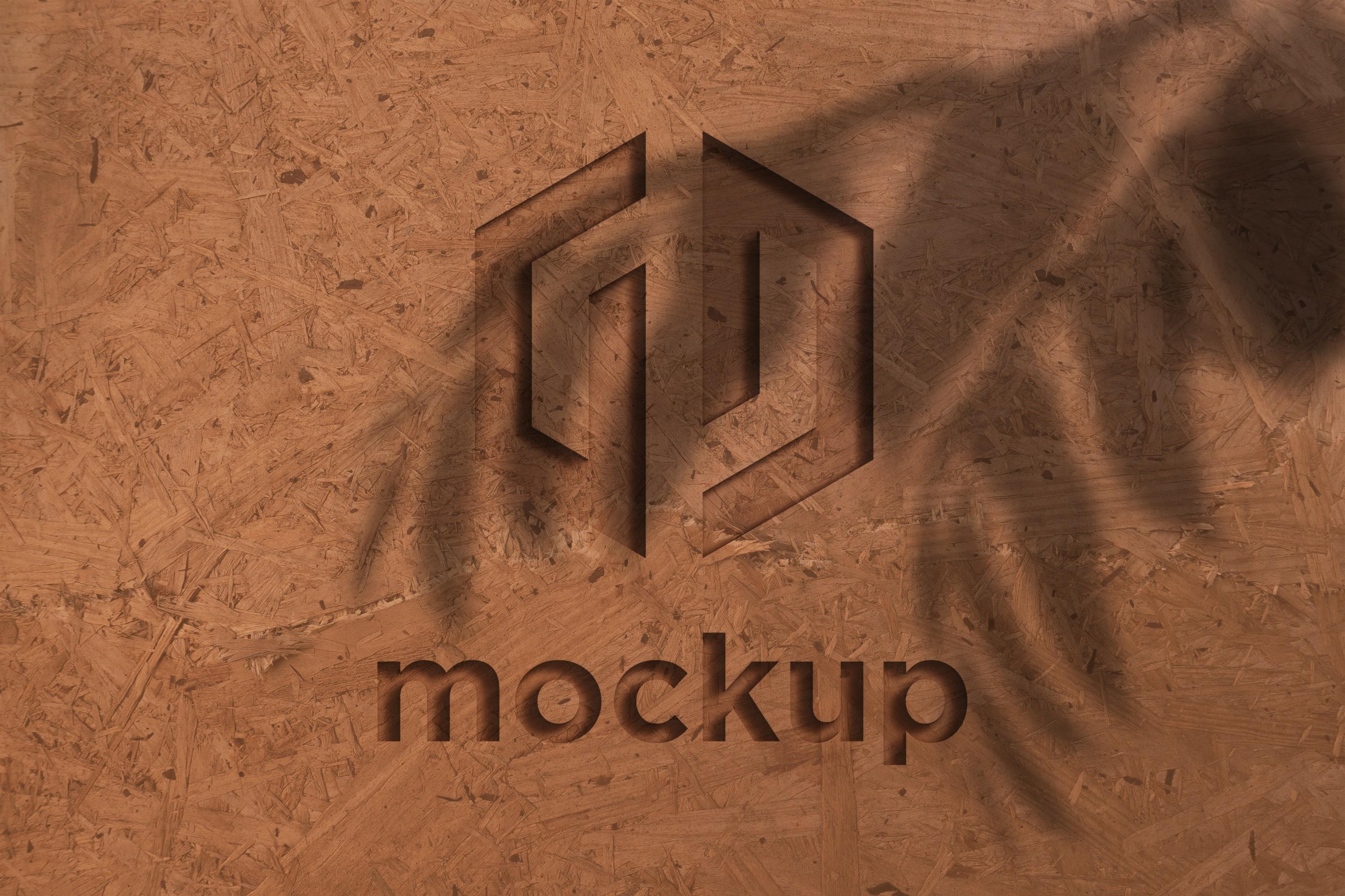 Engrave Logo Mockup with Leaves Shadow