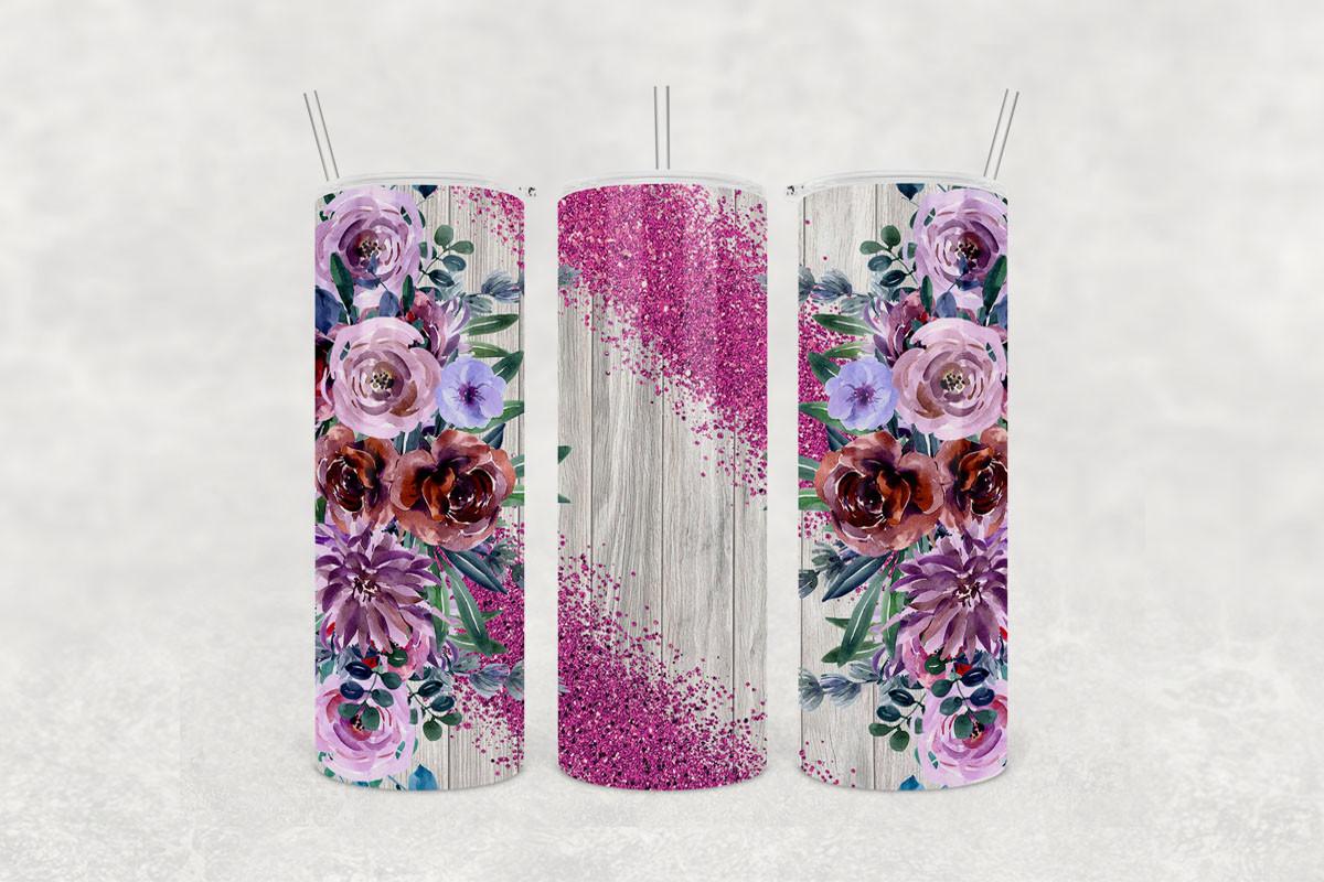 20oz Tumbler Rose Pink Rustic Wood
