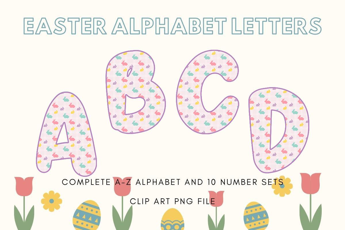 Easter Alphabet Doodle Pink Bunny Font