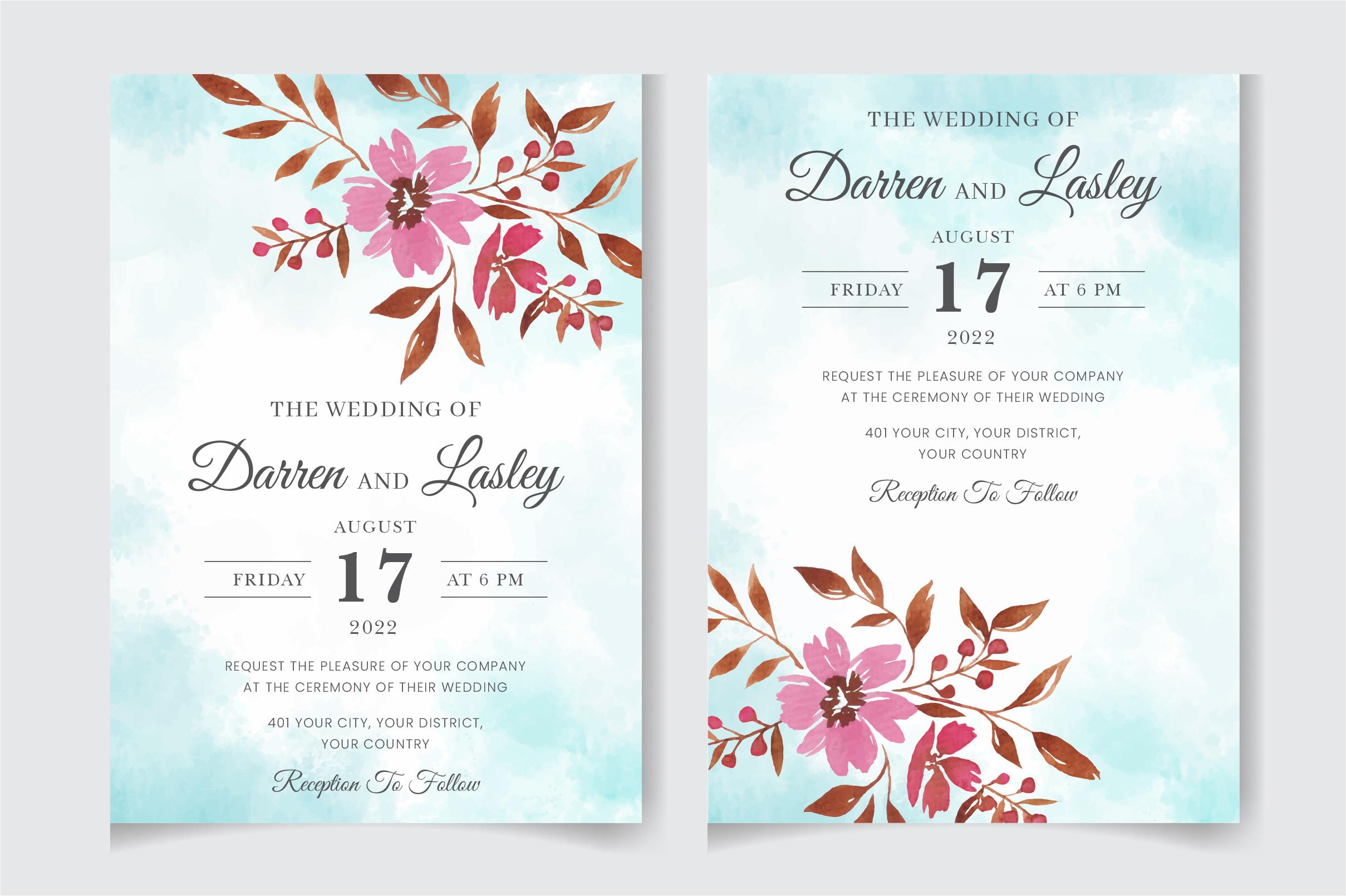 Watercolor Invitation Card Template 08