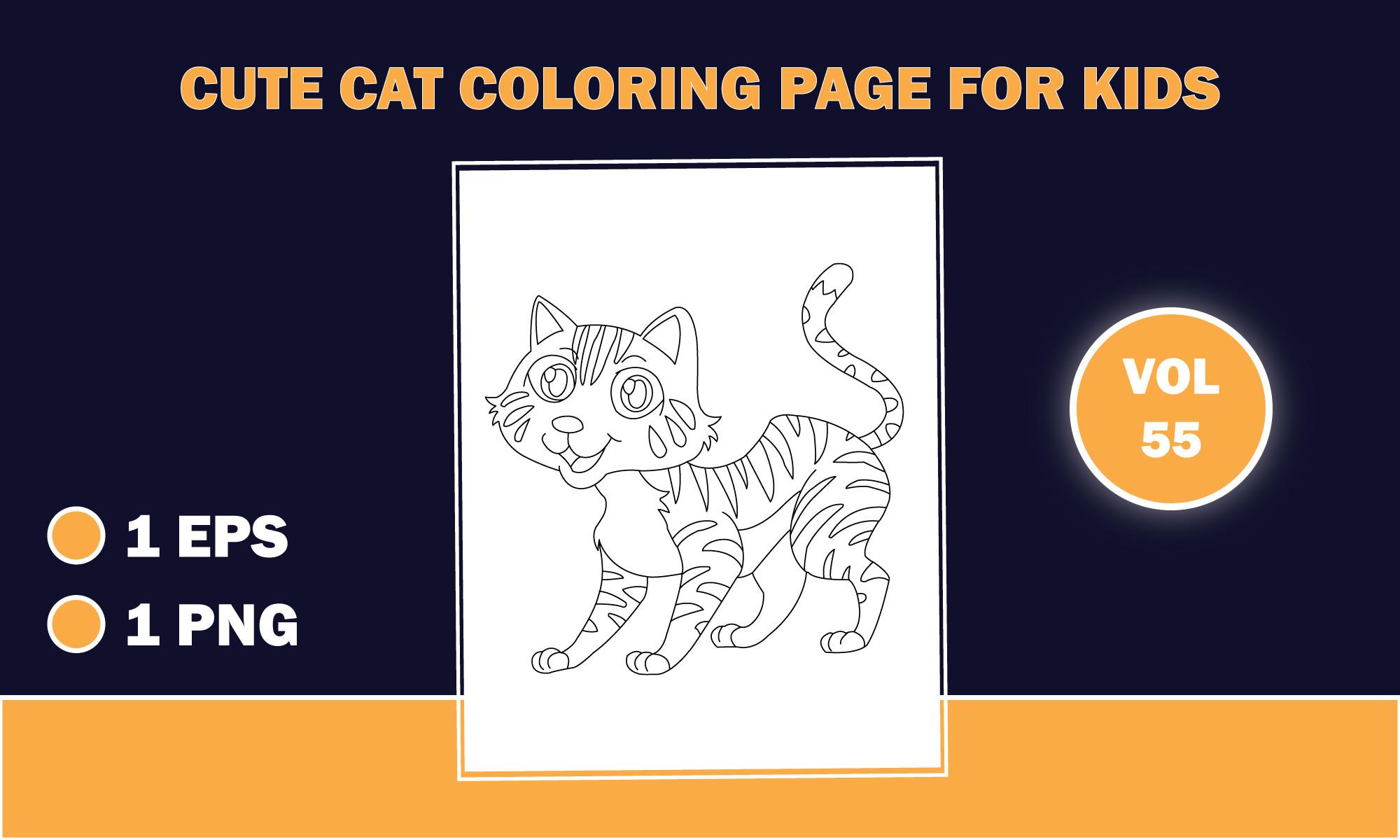Cute Cat Outline Coloring Pages for Kids
