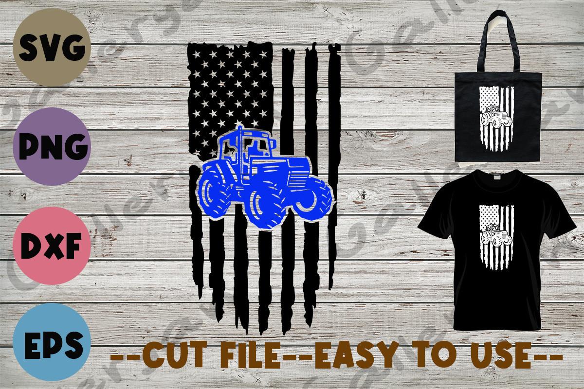 Tractor Usa Flag Destressed
