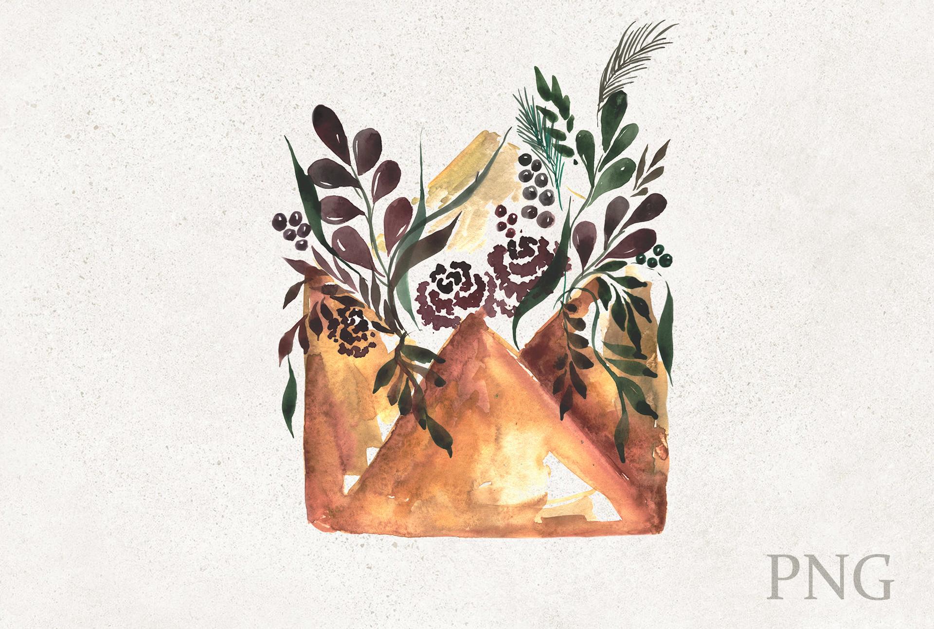 Envelope and Watercolor Flowers