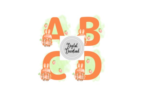 Easter Bunny Gnome Alphabet Clipart