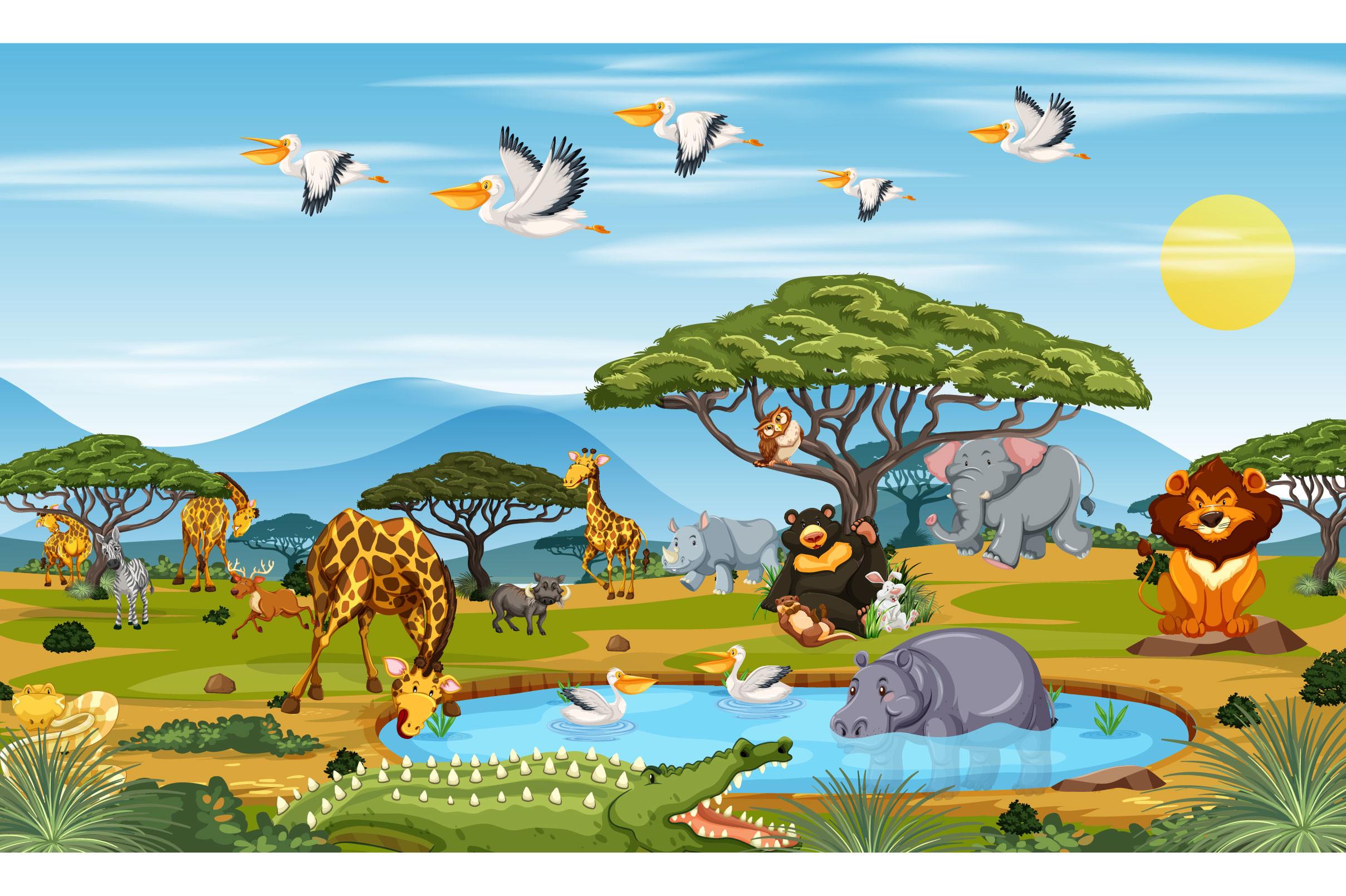 Many-different-animals-forest-scene