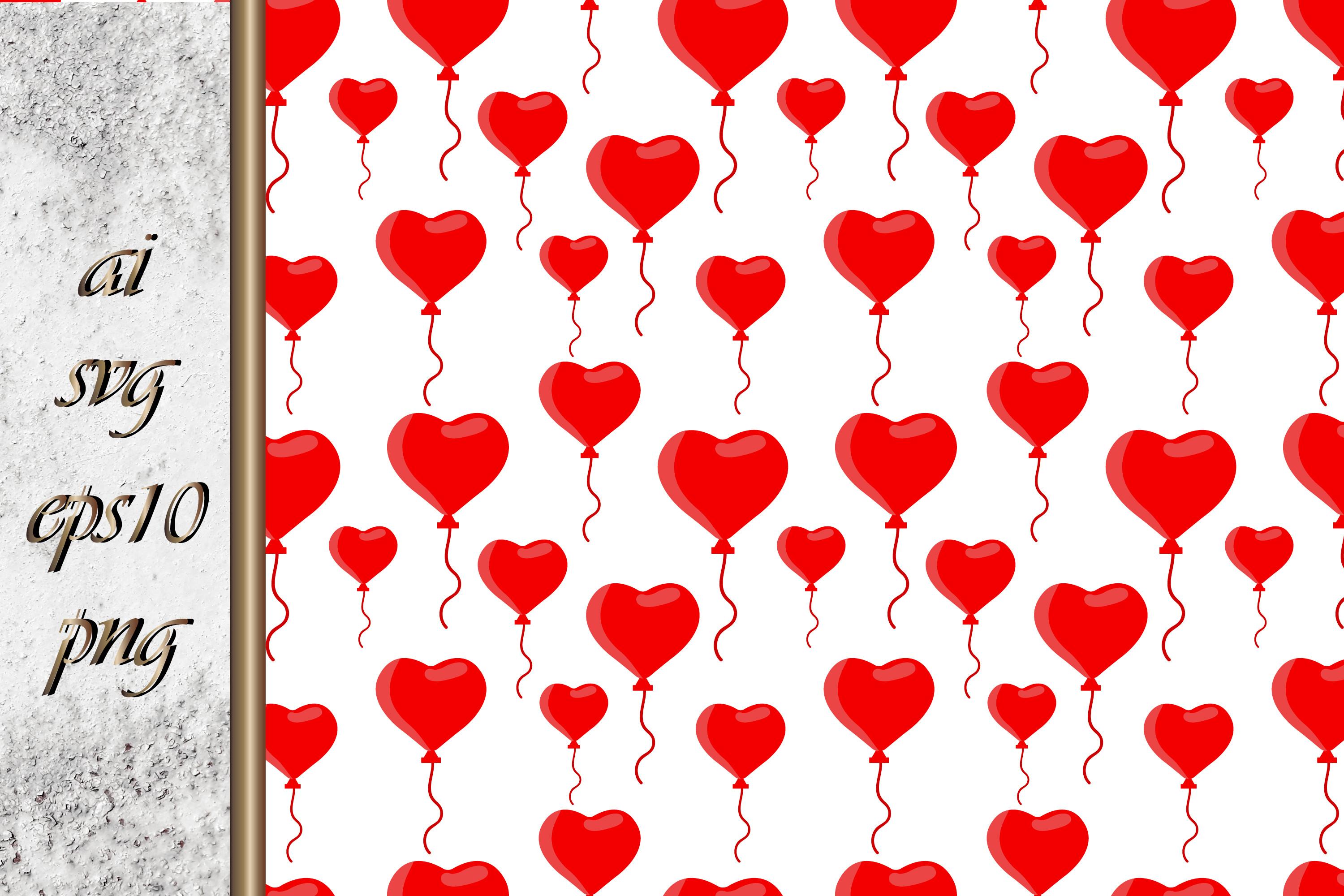 Ballon Heaart Seamless Pattern Vector