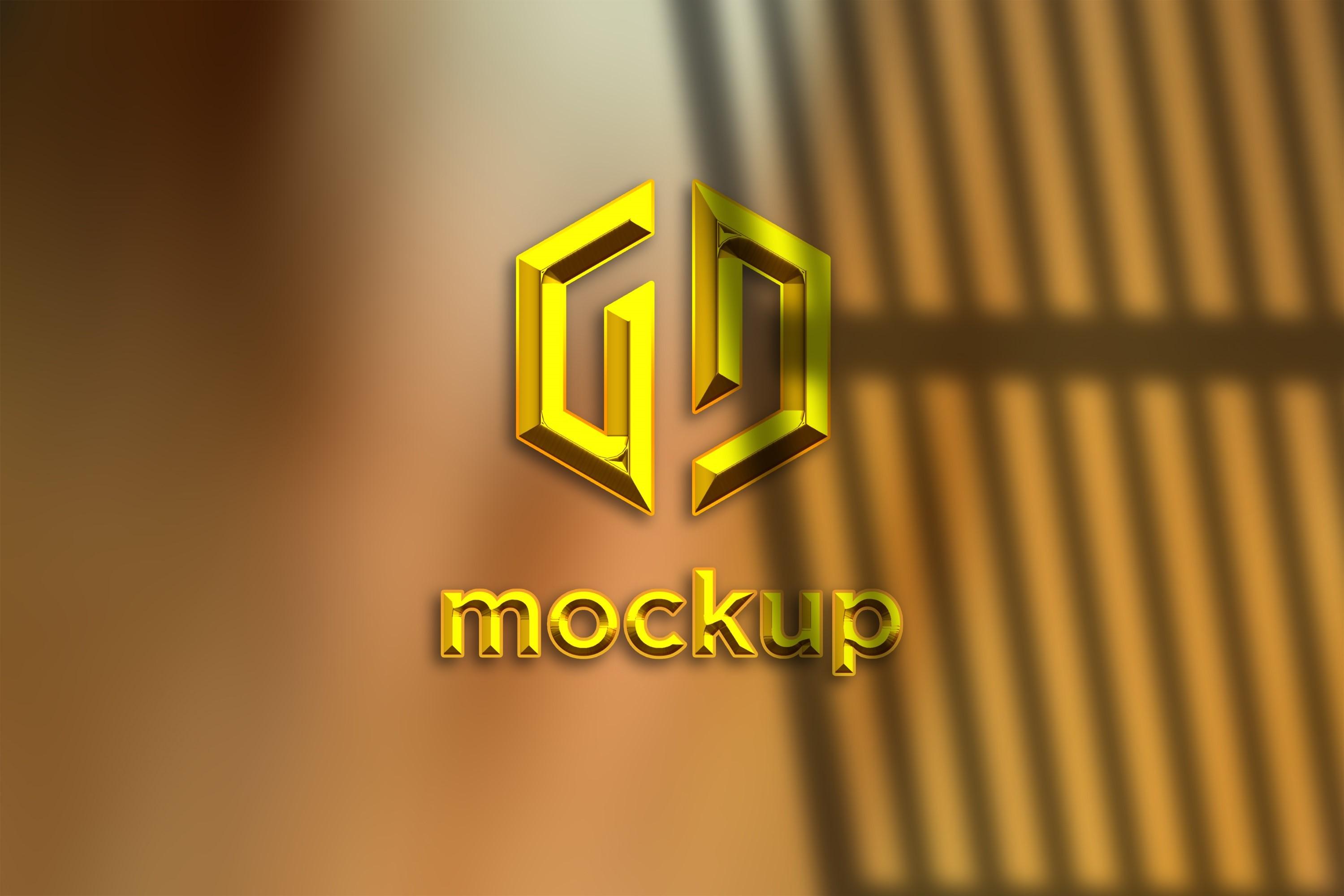 Gold Logo Mockup with Window Sunlight