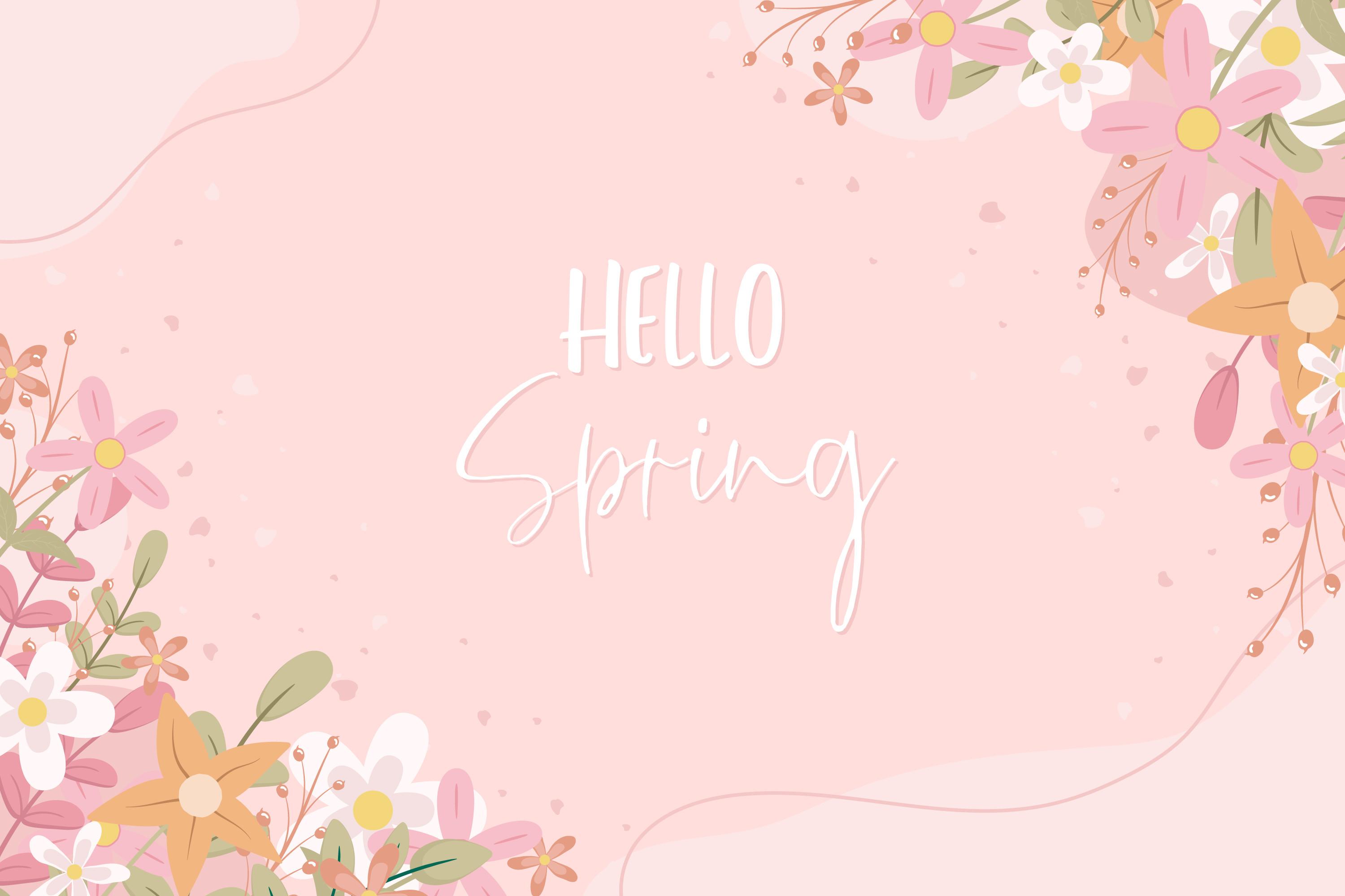 Hand Drawn Spring Flower Background