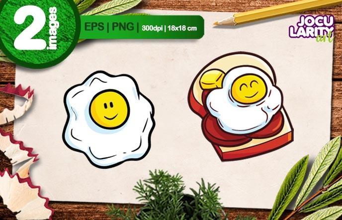 Cute Fried Egg Cartoon Illustration