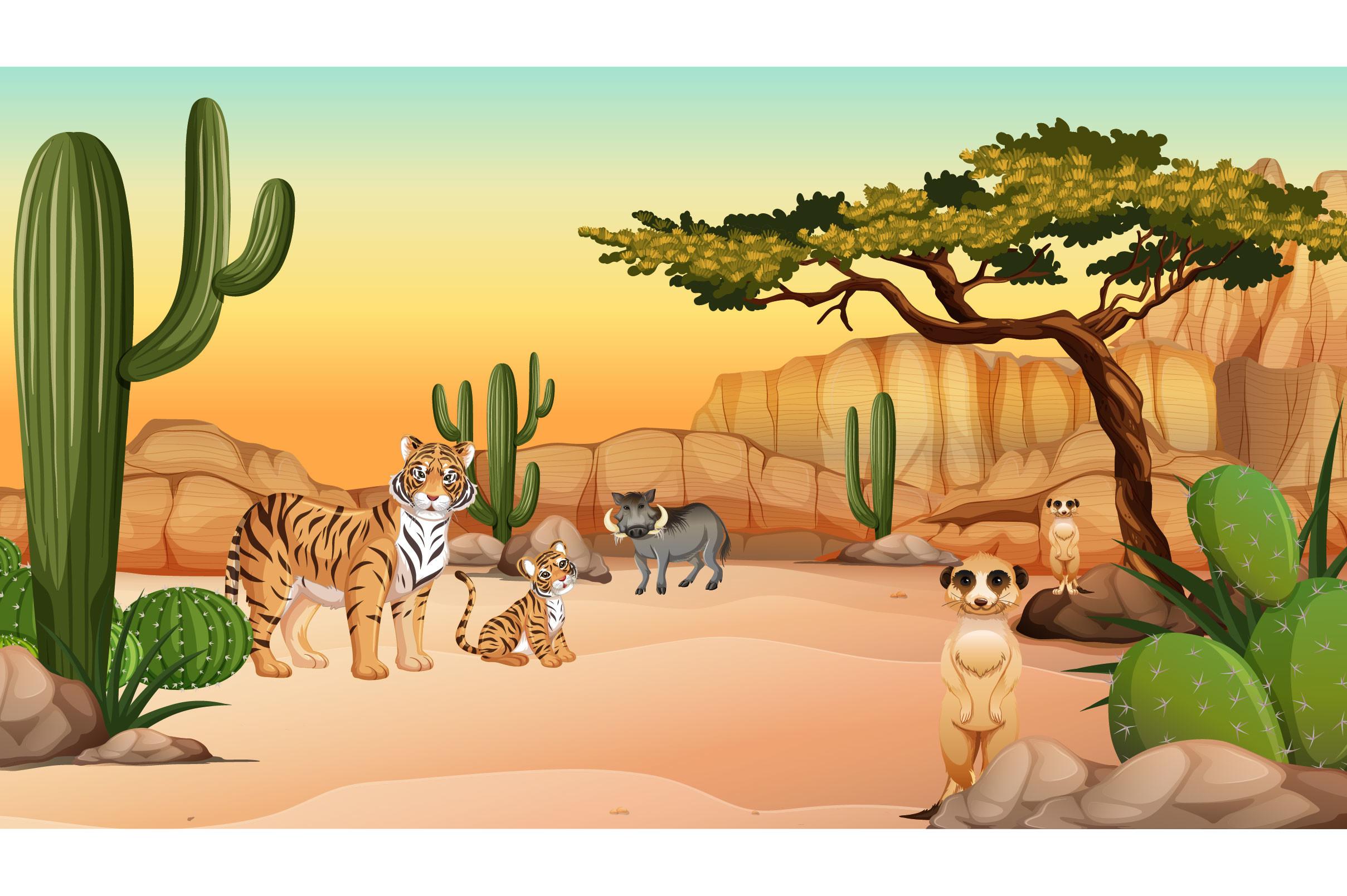Desert-forest-landscape-daytime-scene-wi