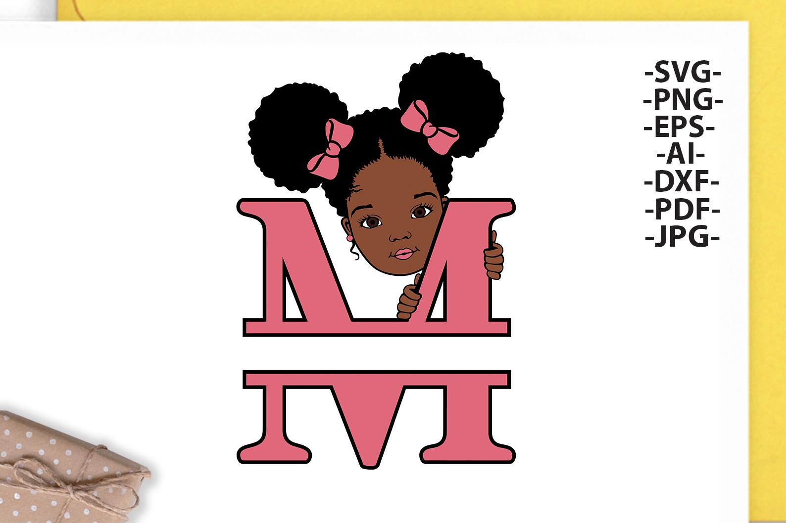 Afro Girl Svg Letter M,Alphabet Name Svg