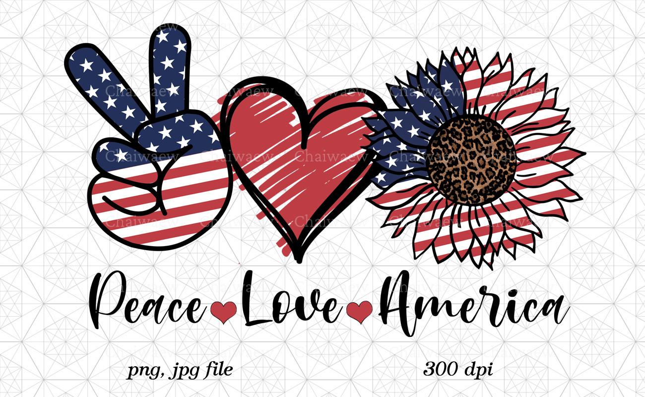 Peace Love America Sunflower, Patriotic