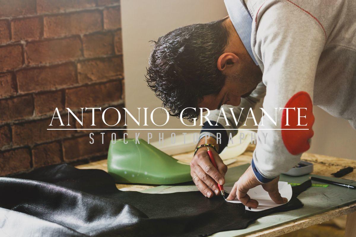 Shoe Designer Working with Leather