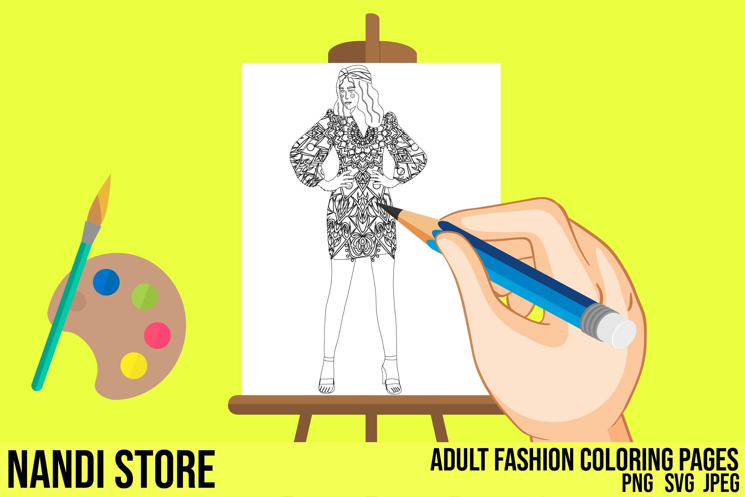 ADULT FASHION GIRL KDP COLORING PAGE
