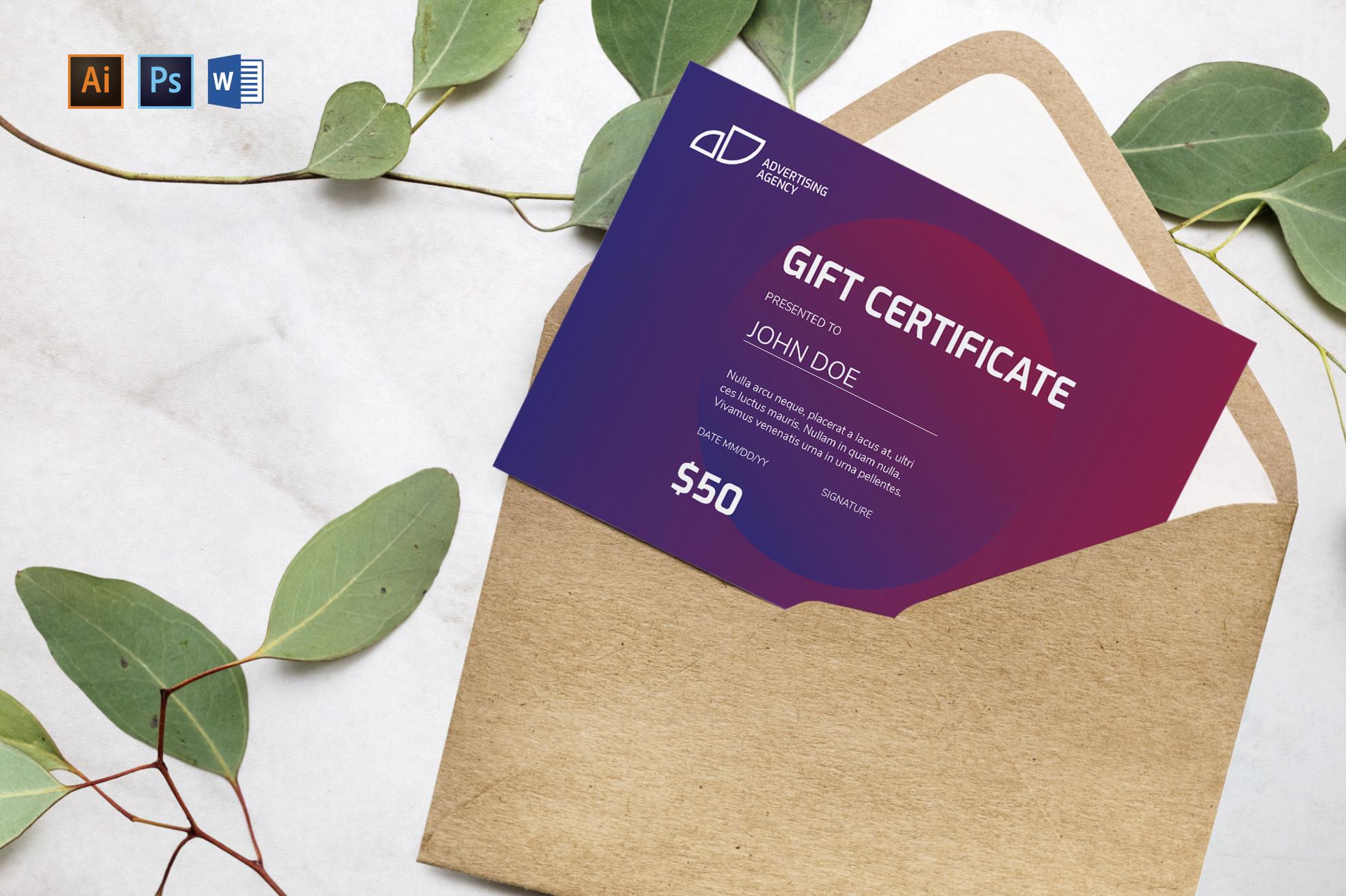 Advertising Agency Gift Certificate